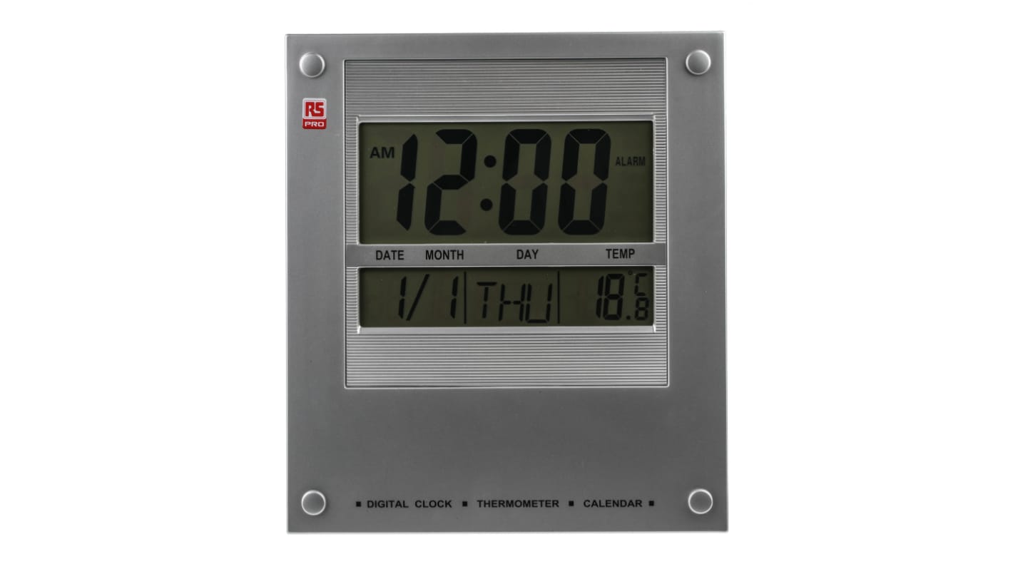 RS PRO Silver Wall Clock