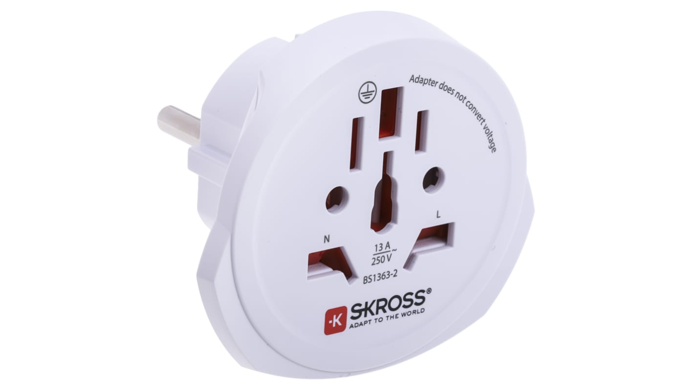 Adattatore universale SKROSS da Australia, Cina Italia, Giappone, Svizzera, Regno Unito, USA a Europa, 13A