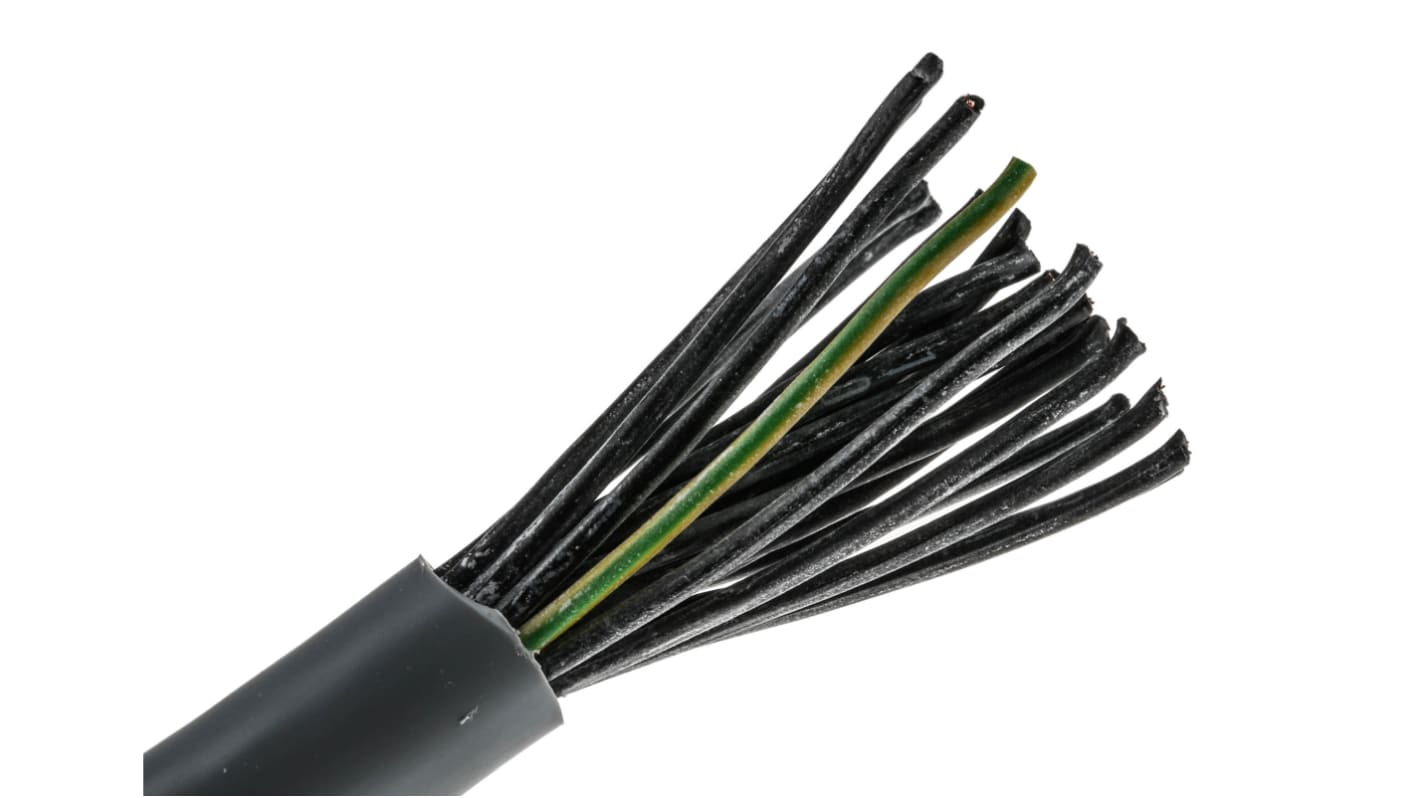 Câble de commande RS PRO 300/500 V, 25 x 0,5 mm², 20 AWG, gaine PVC Gris, 50m