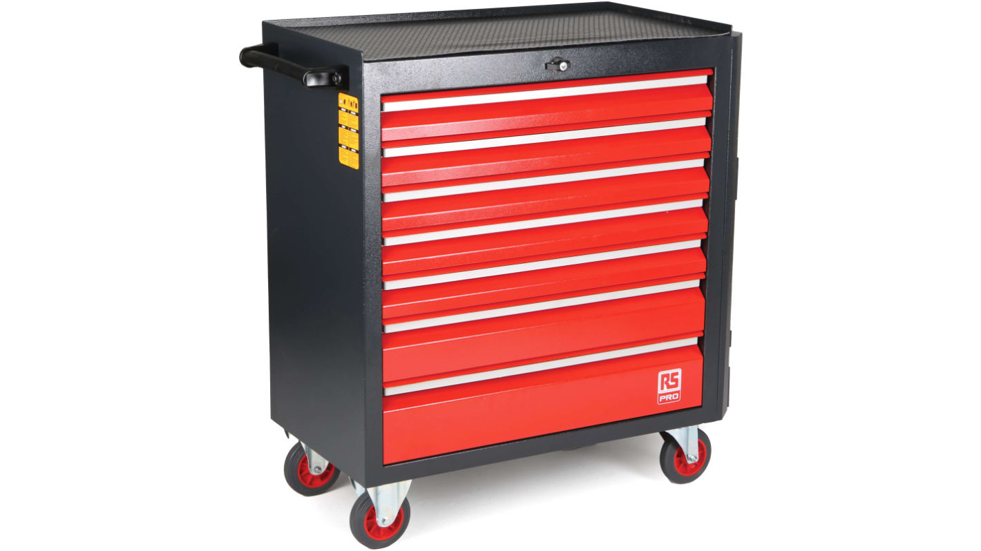 RS PRO 7 Drawer Steel Wheeled Tool Chest