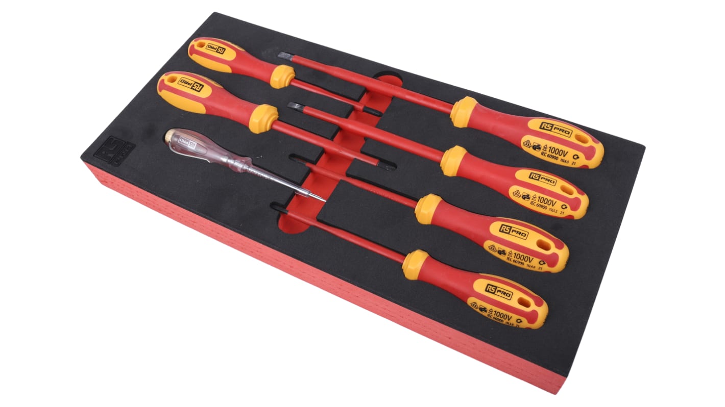 RS PRO Phillips; Slotted Insulated Screwdriver Set, 7-Piece