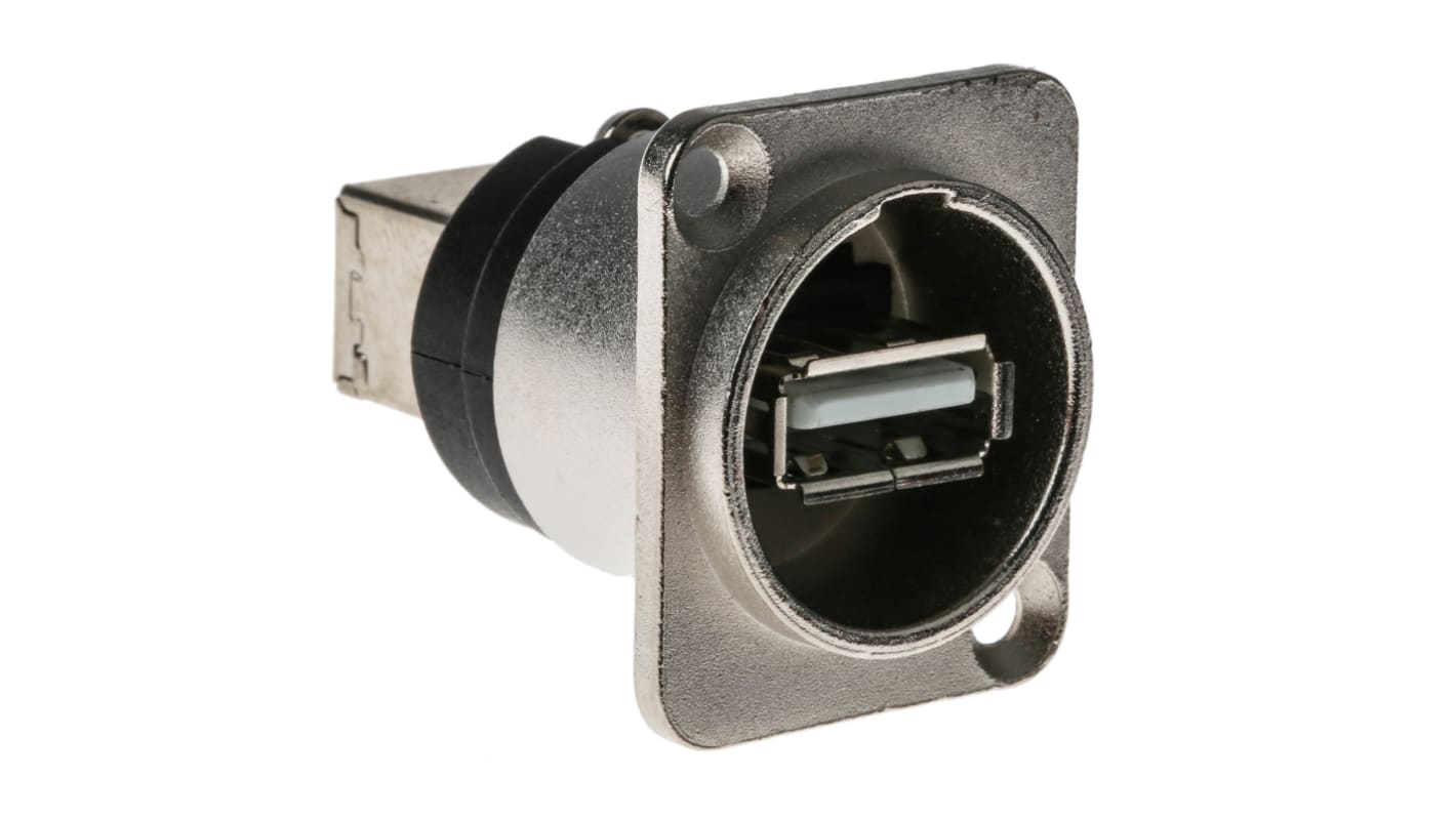 RS PRO Straight, Panel Mount, Socket- Single Port Type A to B 2.0 USB Connector