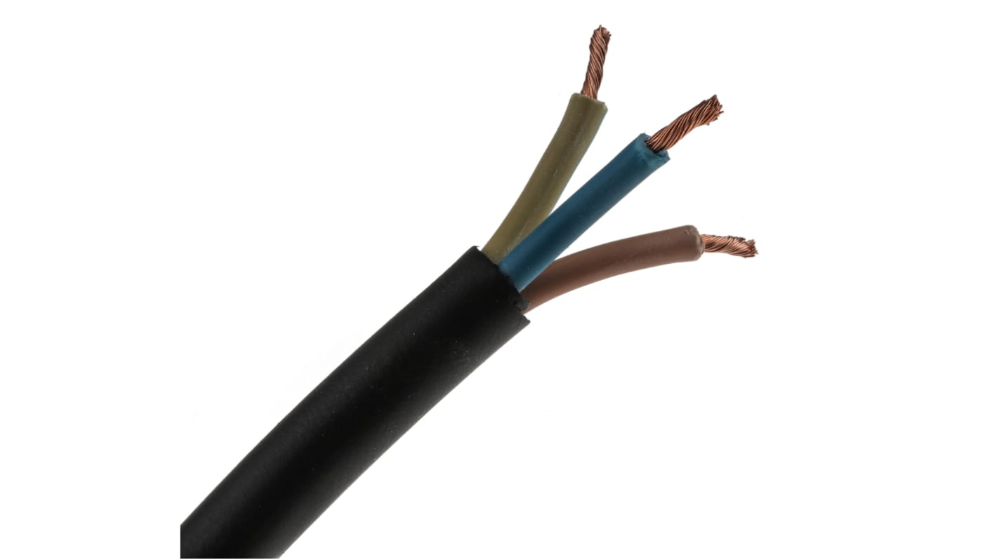 RS PRO, TRS, 100m 3 Core, Black CPE Power Cable +60°C