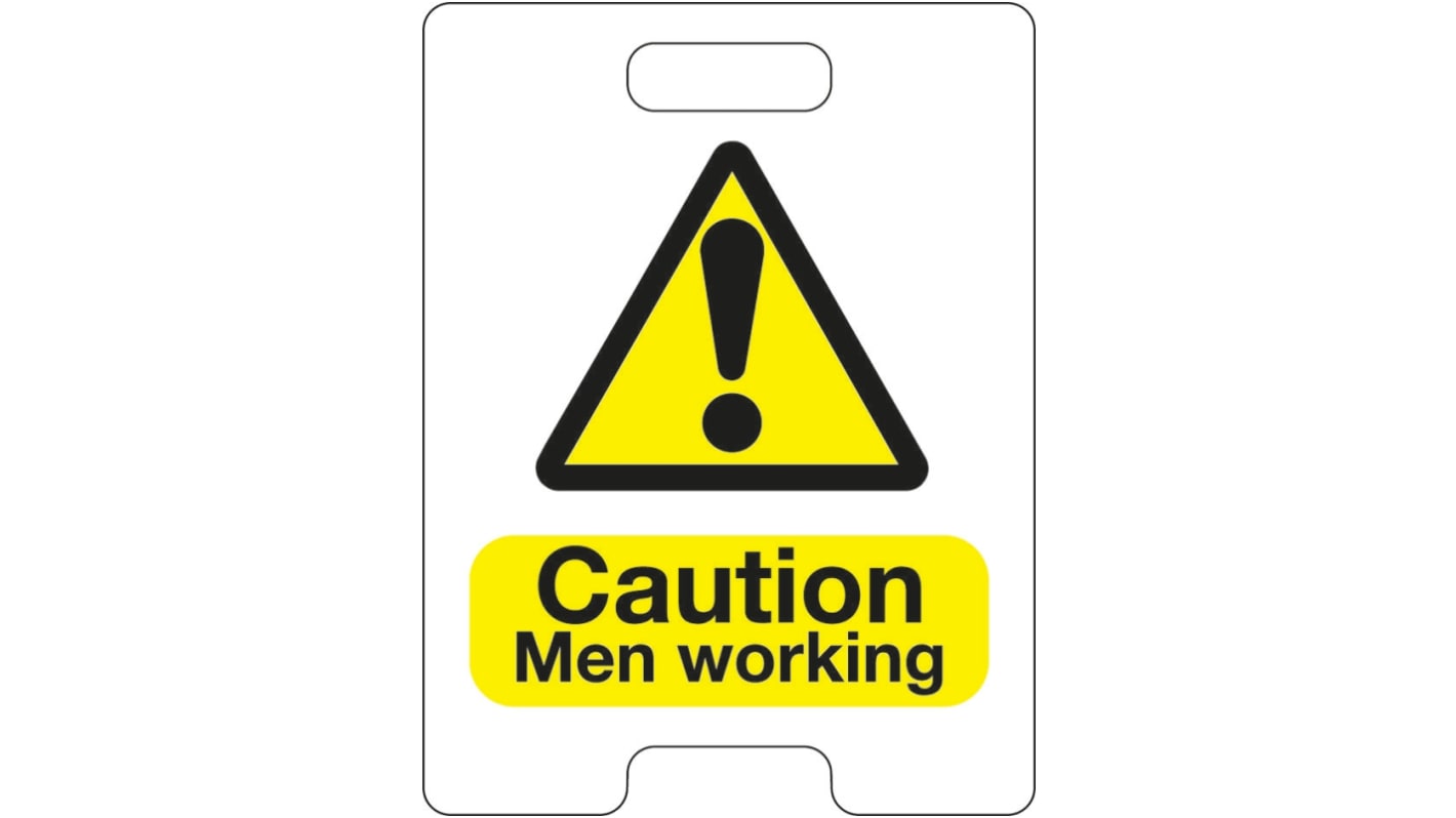 Bezpečnostní štítky, Černá/žlutá, Plast, text: Caution Men Working RS PRO