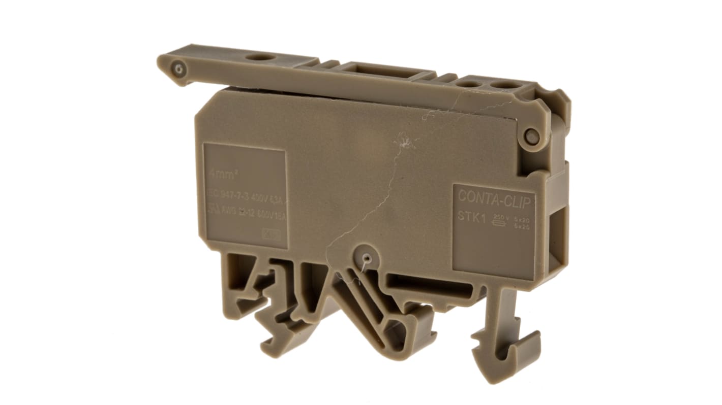 RS PRO Beige, 4mm², Single-Level, Screw Termination