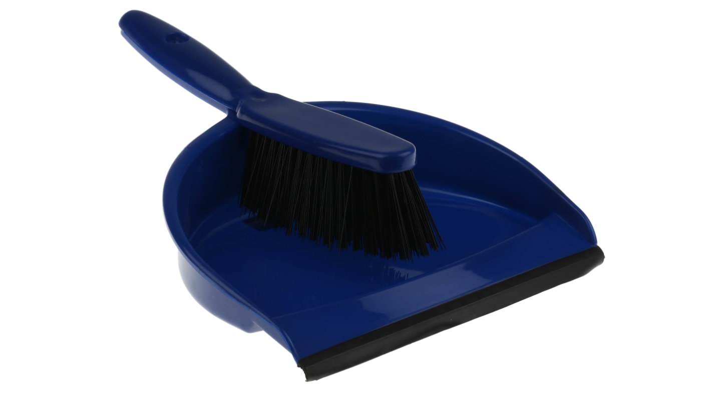 RS PRO Blue Dustpan & Brush for Cleaning with brush included