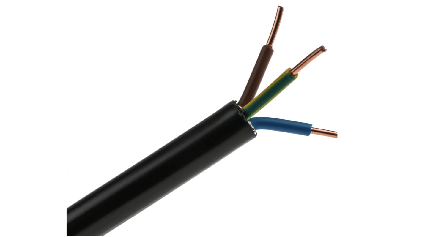 RS PRO Netzkabel, 3-adrig Typ NYY-J Schwarz x 2,5 mm²,  50m, 1 kV, PVC