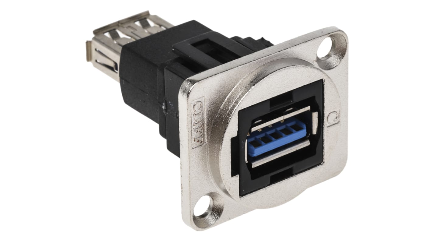 RS PRO Straight, Panel Mount, Socket Type A to A 3.0 USB Connector