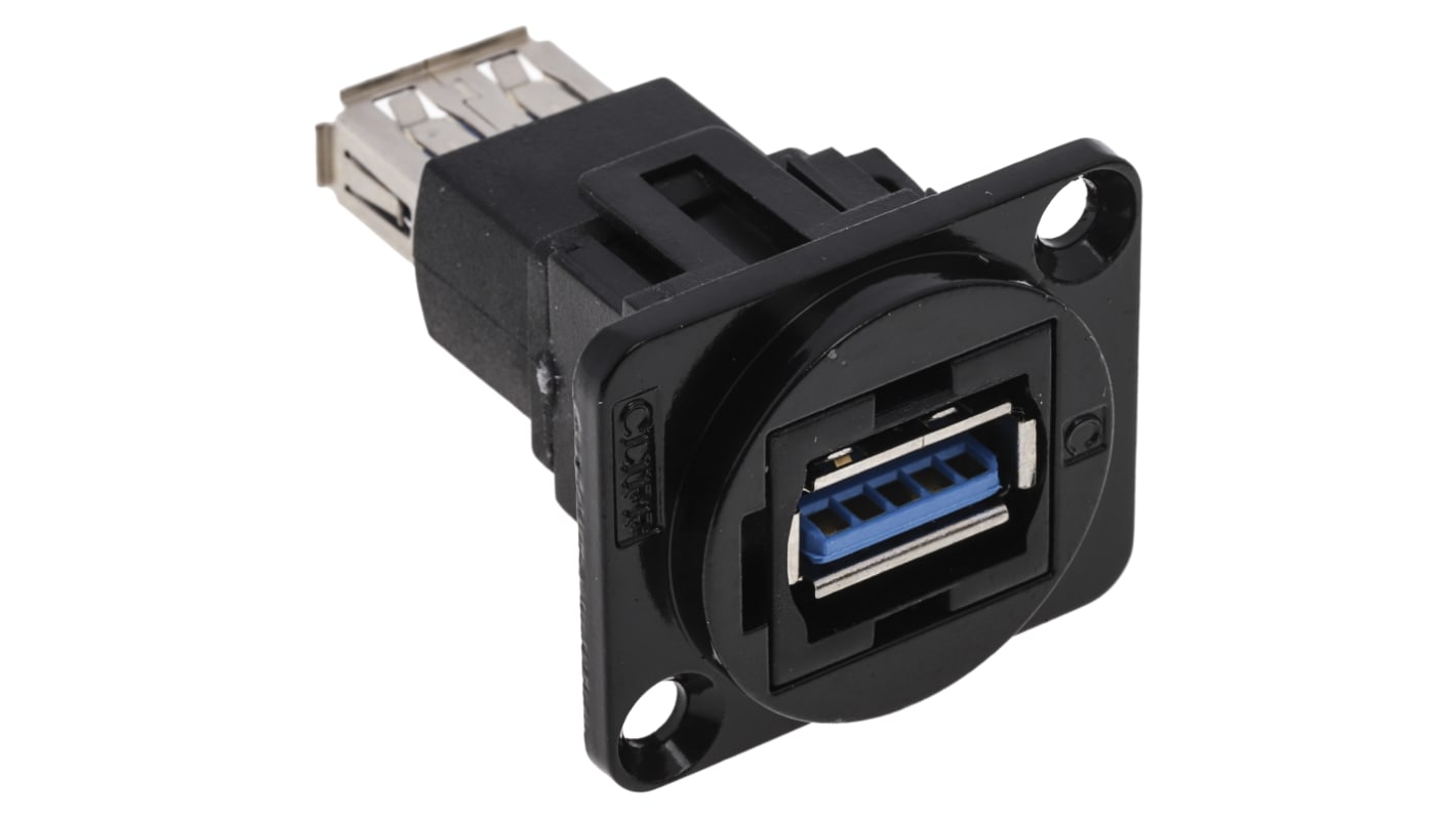 RS PRO Straight, Panel Mount, Socket Type A to A 3.0 USB Connector