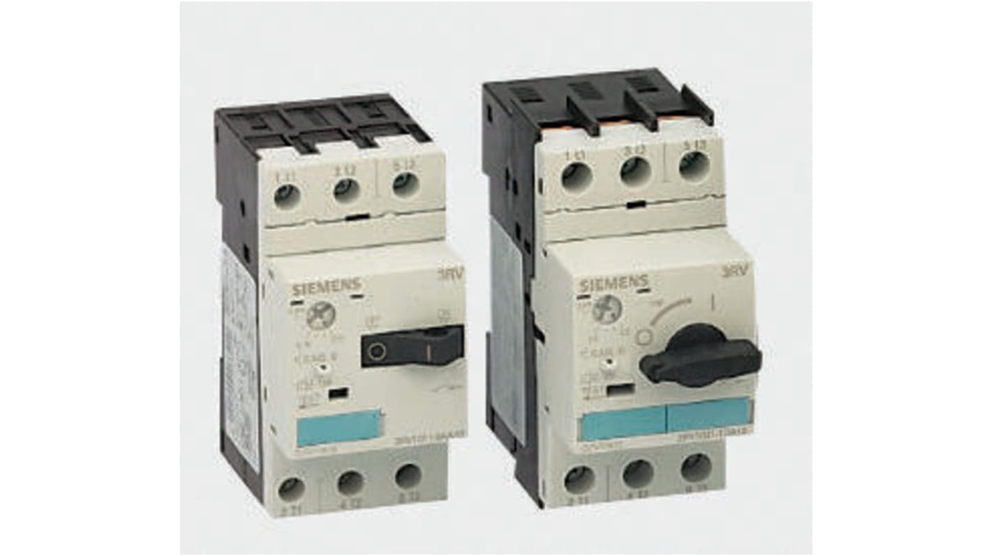 Interruttore protezione motori 3P Siemens 3RV1021-0CA10 serie 3RV1, 0,18 → 0,25 A, interruzione 100 kA, 690 V