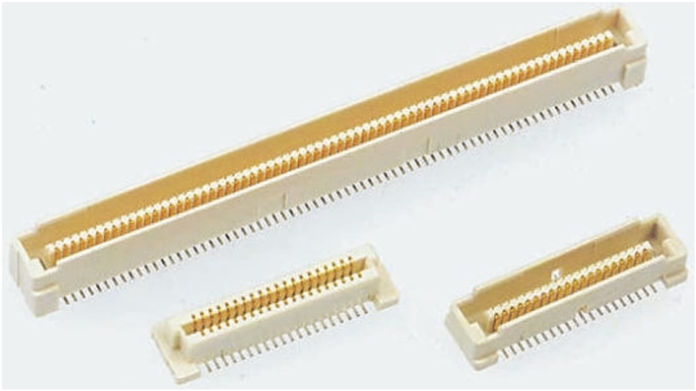 TE Connectivity Free Height Series Straight Surface Mount PCB Header, 40 Contact(s), 0.8mm Pitch, 2 Row(s), Shrouded