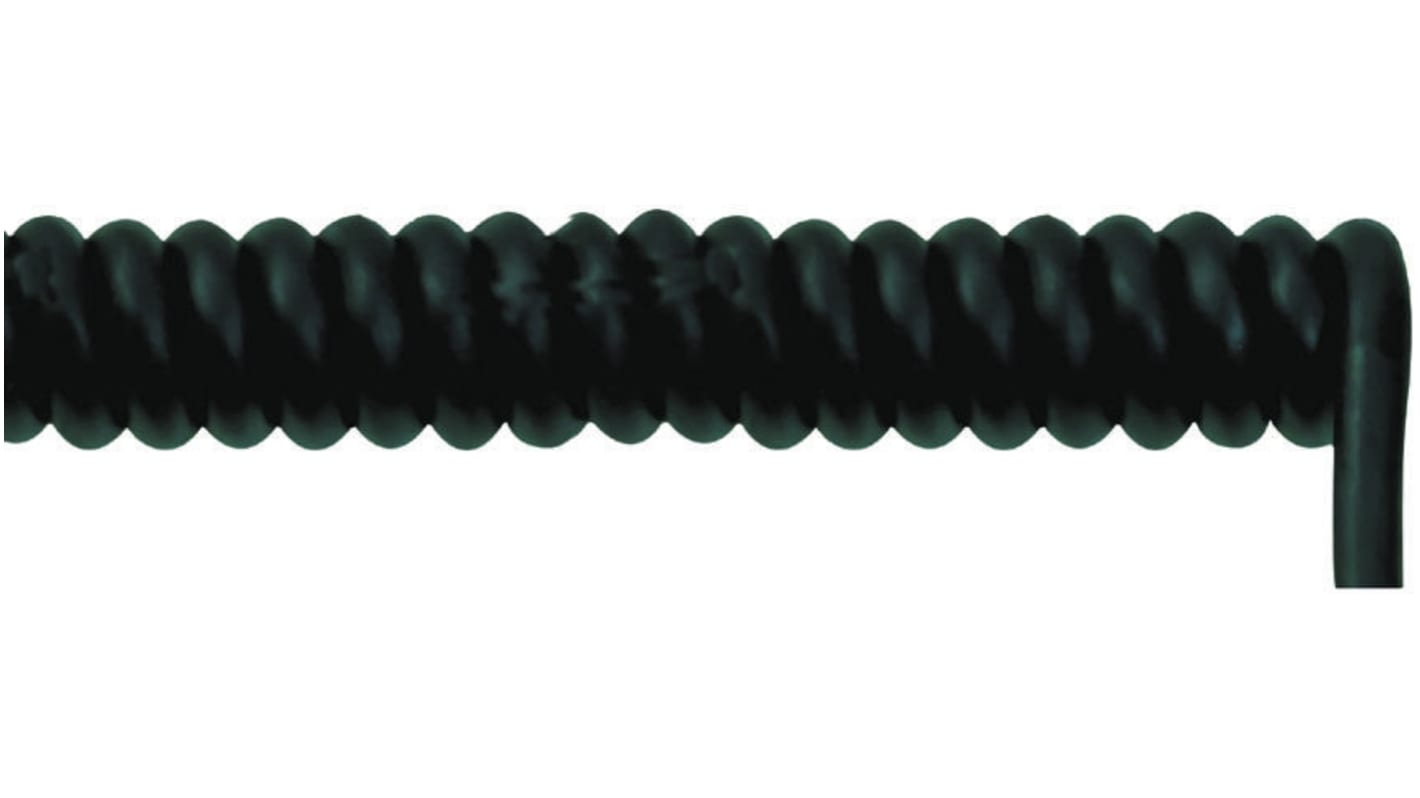 Lapp UNITRONIC, Coiled, 2m 3 Core, Black Neoprene Power Cable +60°C
