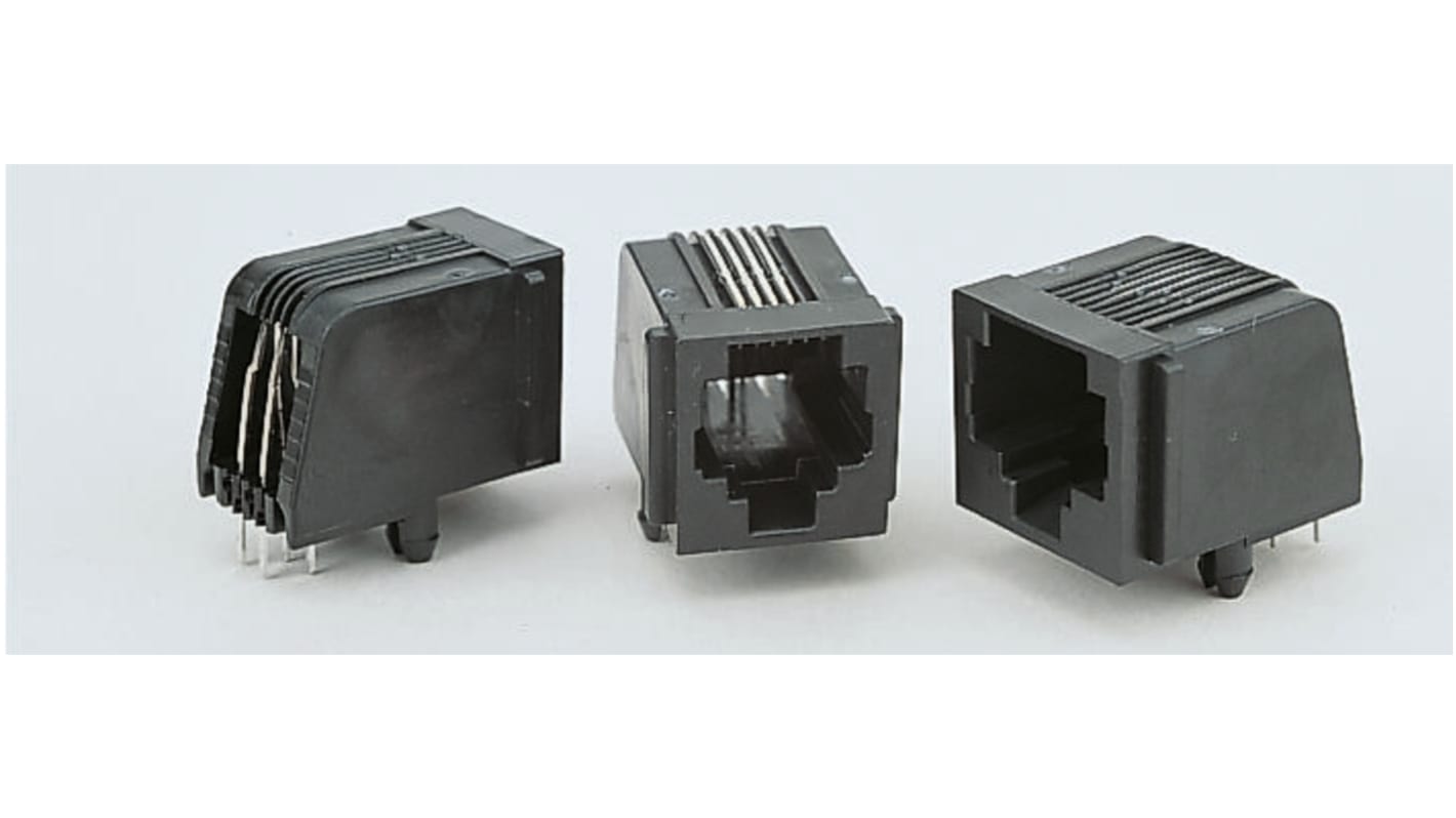 TE Connectivity 5520252 Series Female RJ45 Connector, PCB Mount, Cat3 Right Angle 1 Port 8 -Way