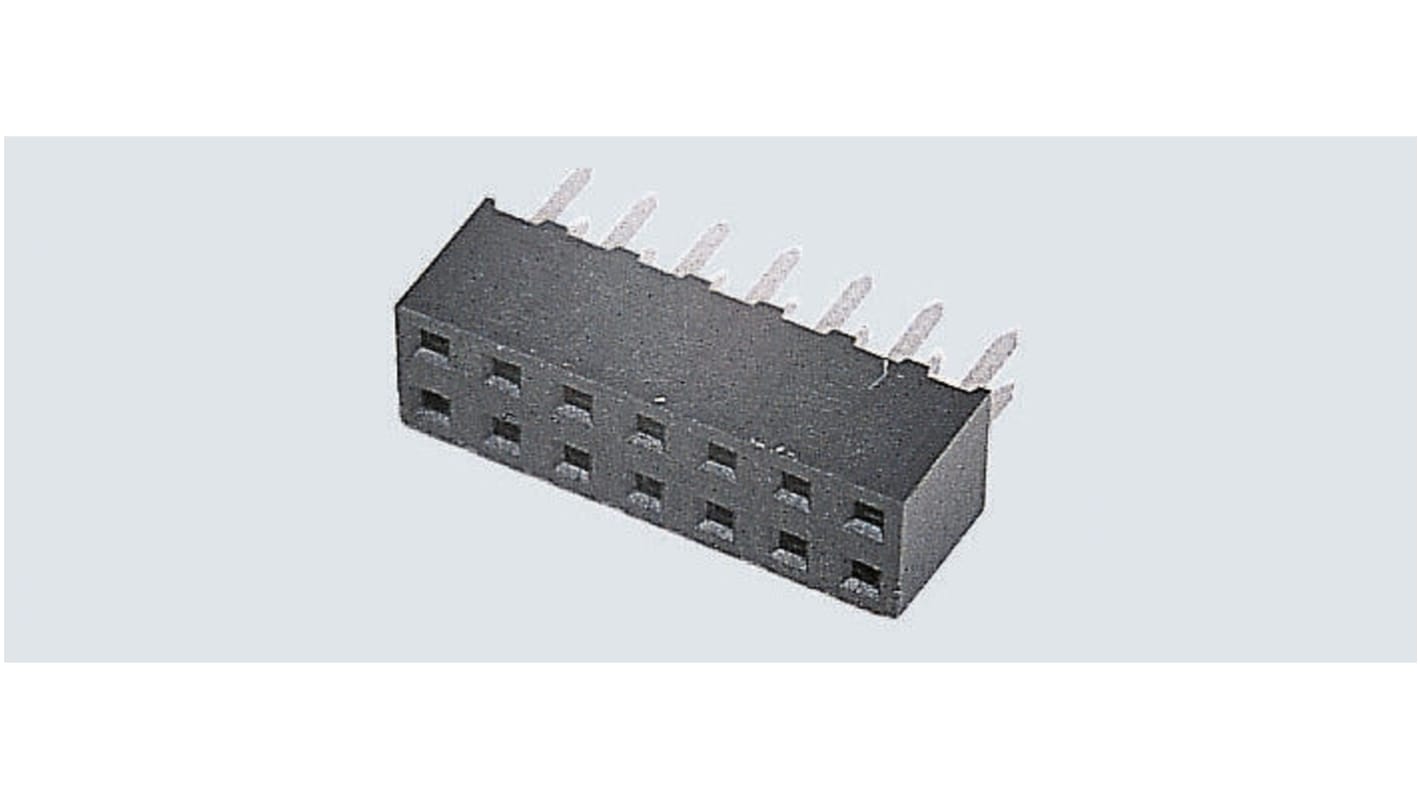HARWIN 基板接続用ソケット, 16 Pin 2 列 2mm ピッチ スルーホール実装