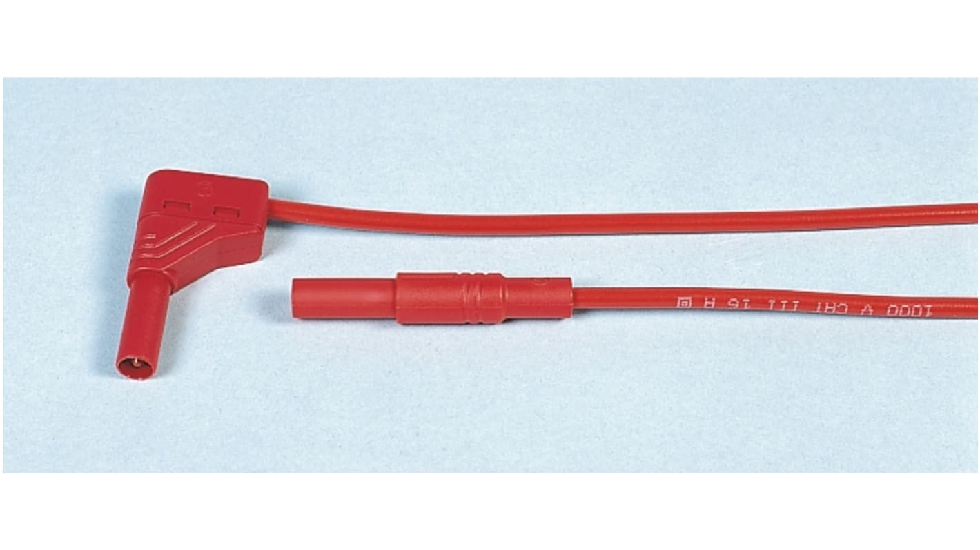 Hirschmann Test & Measurement, 16A, 1000V ac/dc, Red, 500mm Lead Length