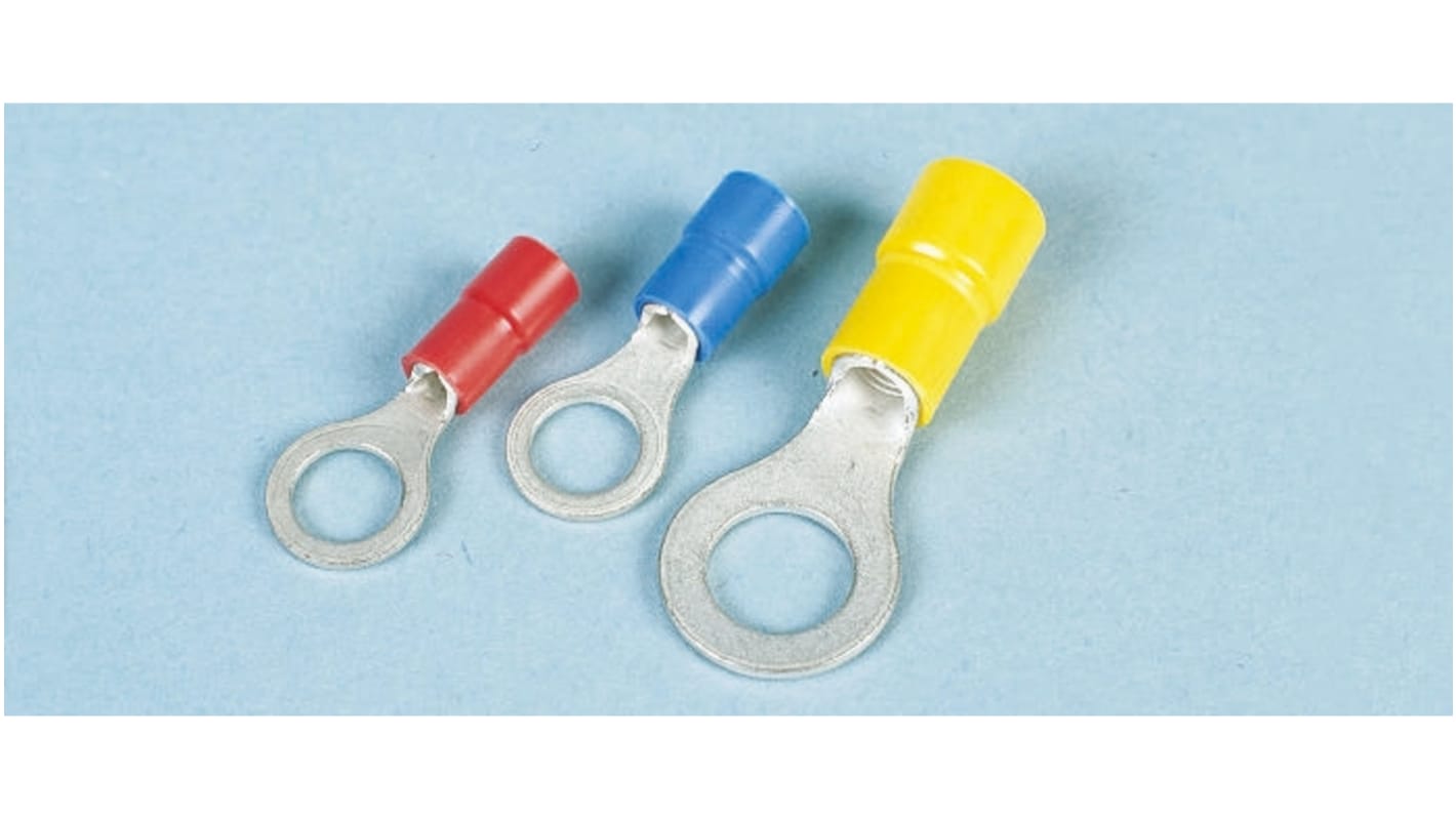 JST, FV Insulated Ring Terminal, 8mm Stud Size, 1mm² to 2.6mm² Wire Size, Blue