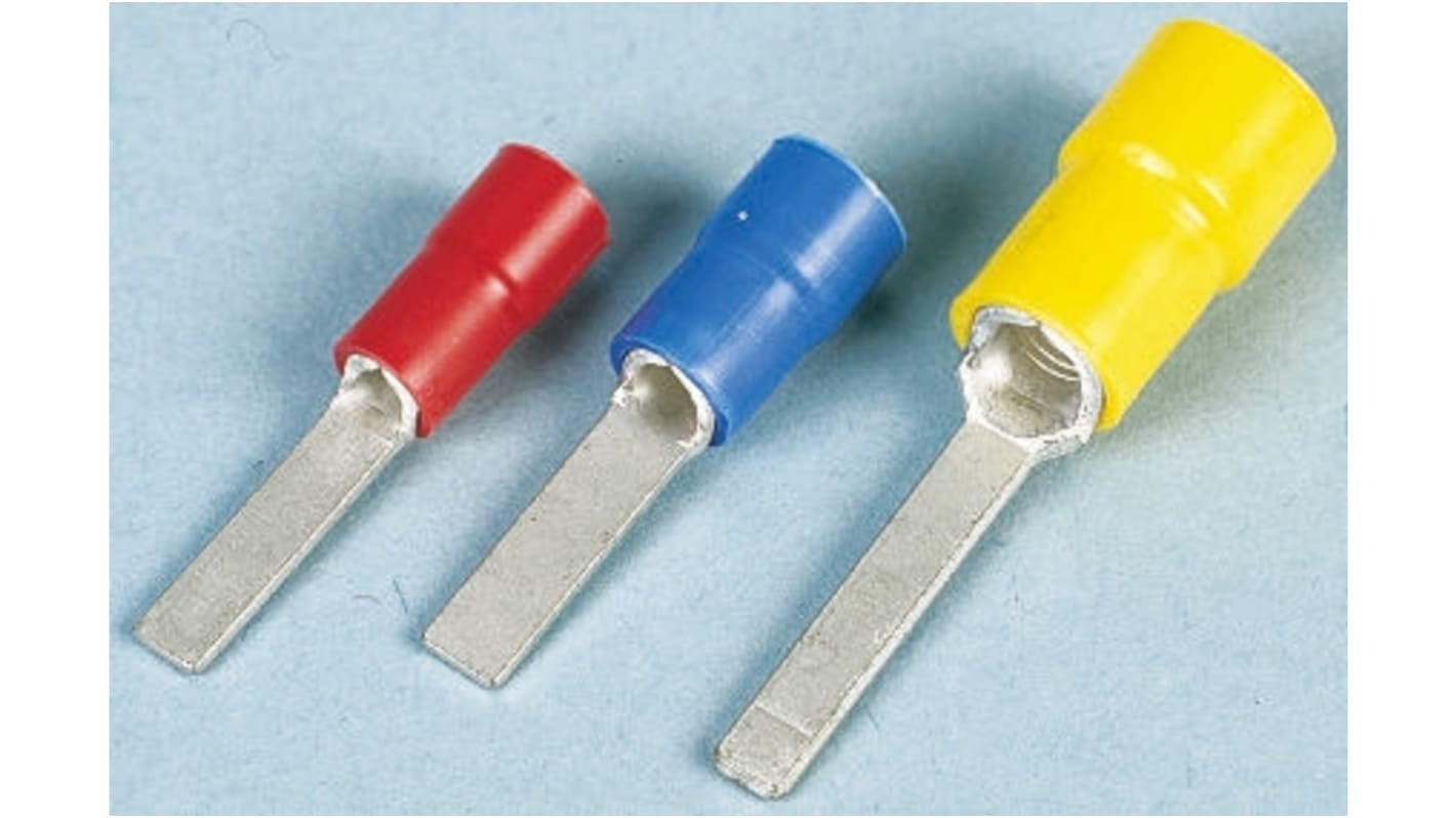 JST FV Kabelschuh Flachstift Stecker, Isoliert, Rot, L. 12.5mm, D. 0.8mm, Nicht ummantelt