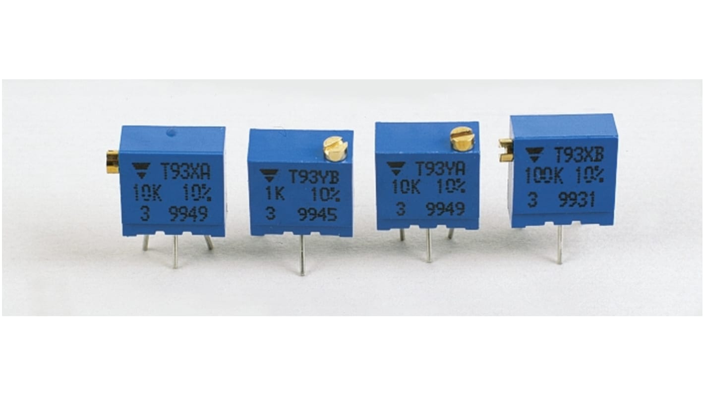 5kΩ, Through Hole Trimmer Potentiometer 0.5W Top Adjust Vishay, T93