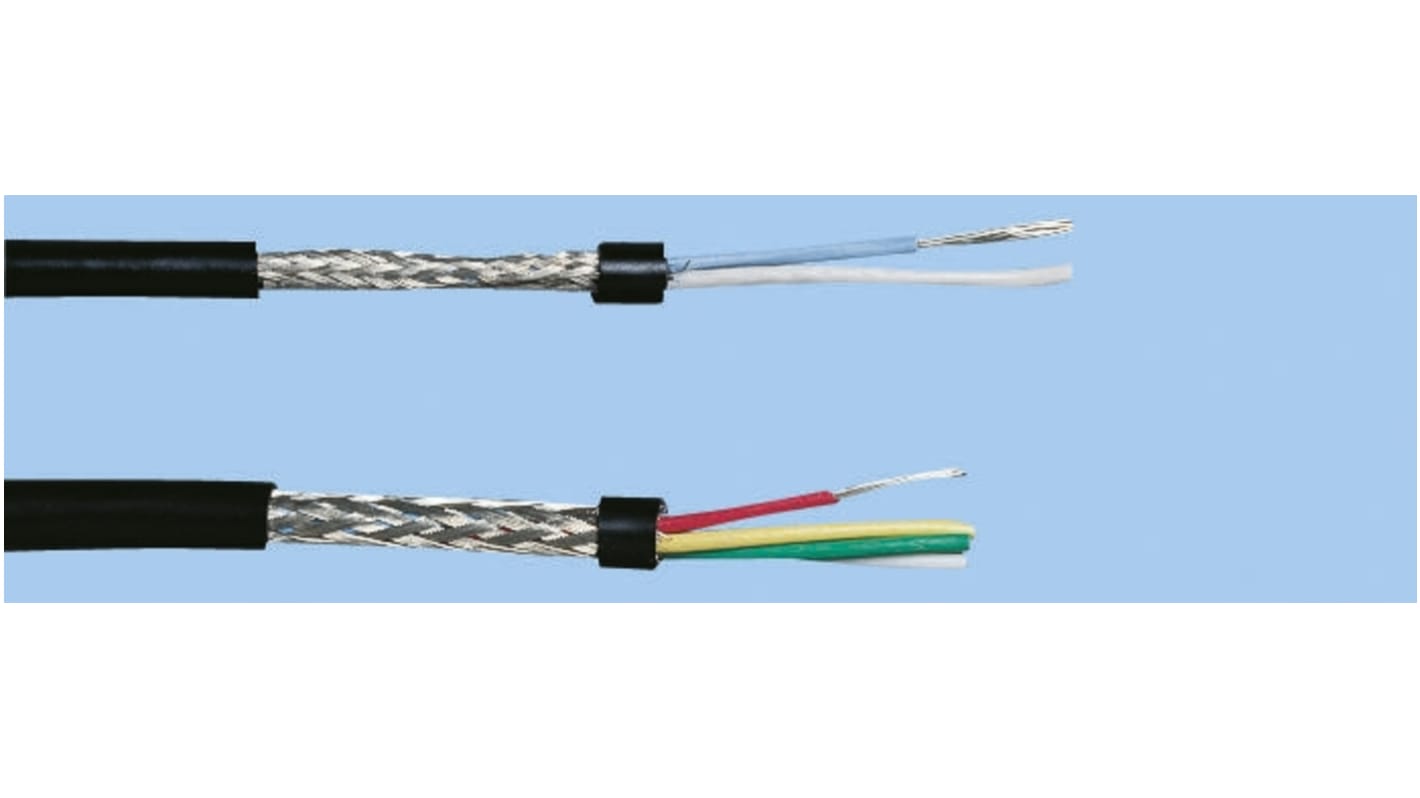 Nexans 5 Core Microphone Cable, 0.22 mm² CSA Screened, 4.8mm od, 100m, Black