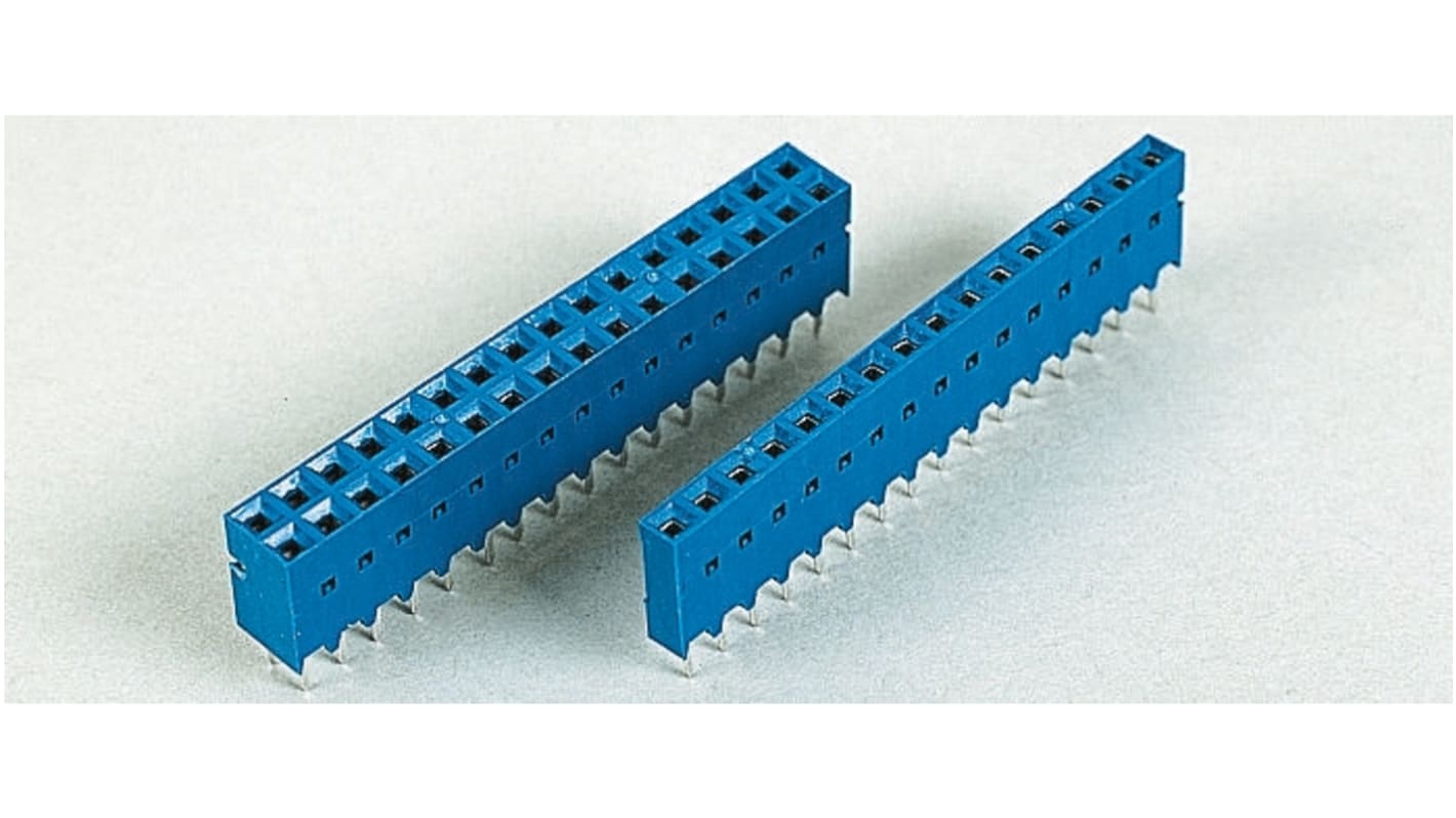 Amphenol Communications Solutions Dubox Series Straight Through Hole Mount PCB Socket, 14-Contact, 1-Row, 2.54mm Pitch,