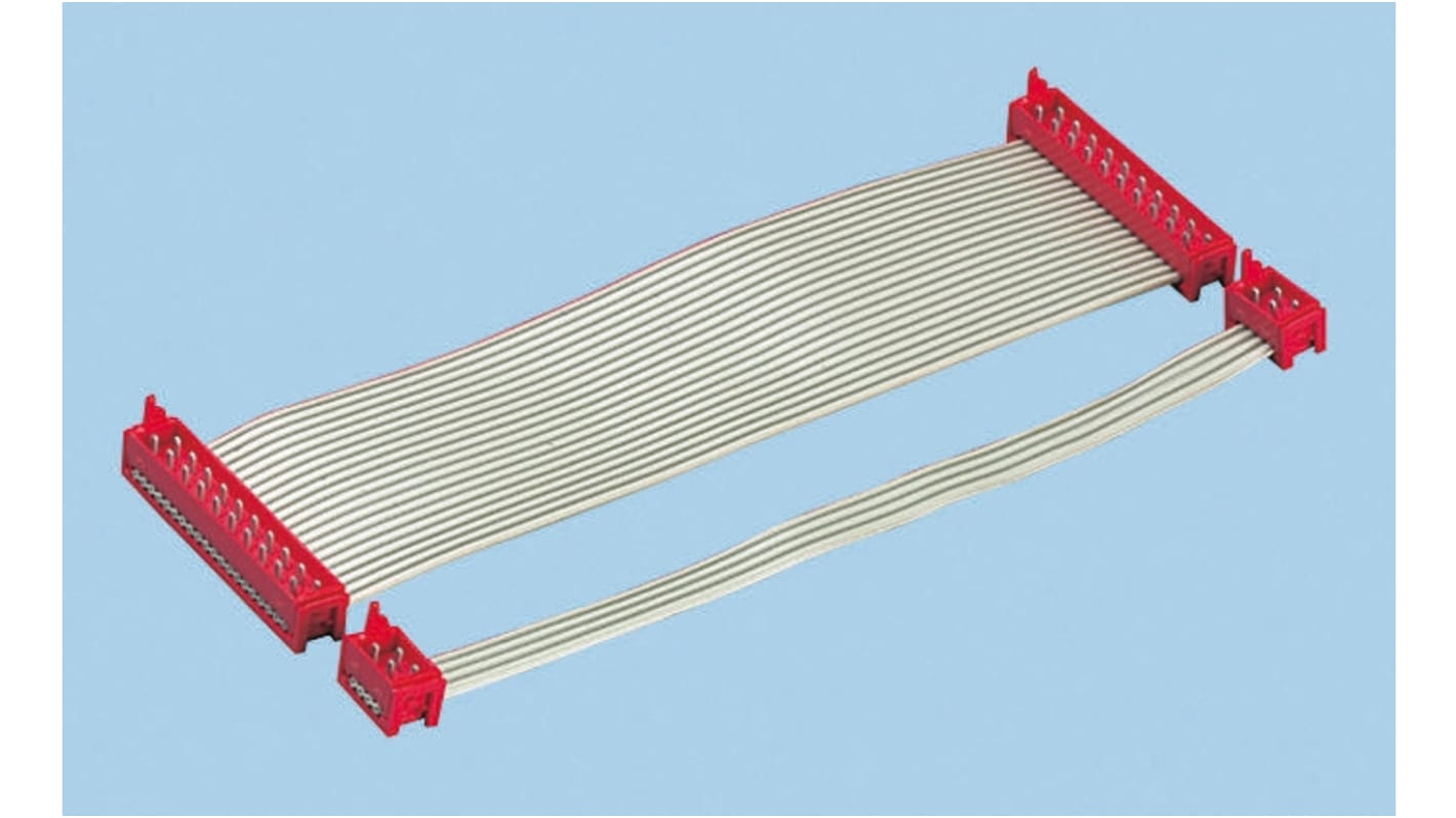 TE Connectivity MICRO-MATCH Series Flat Ribbon Cable, 20-Way, 250mm Length, Micro-MaTch IDC to Micro-MaTch IDC