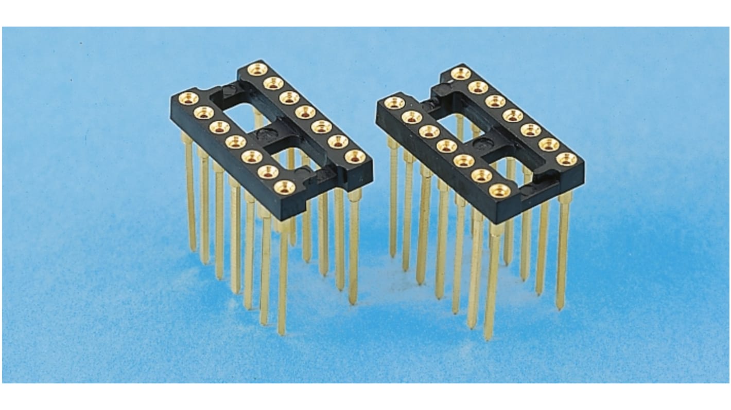 E-TEC 2.54mm Pitch Vertical 16 Way, Through Hole Turned Pin Open Frame IC Dip Socket