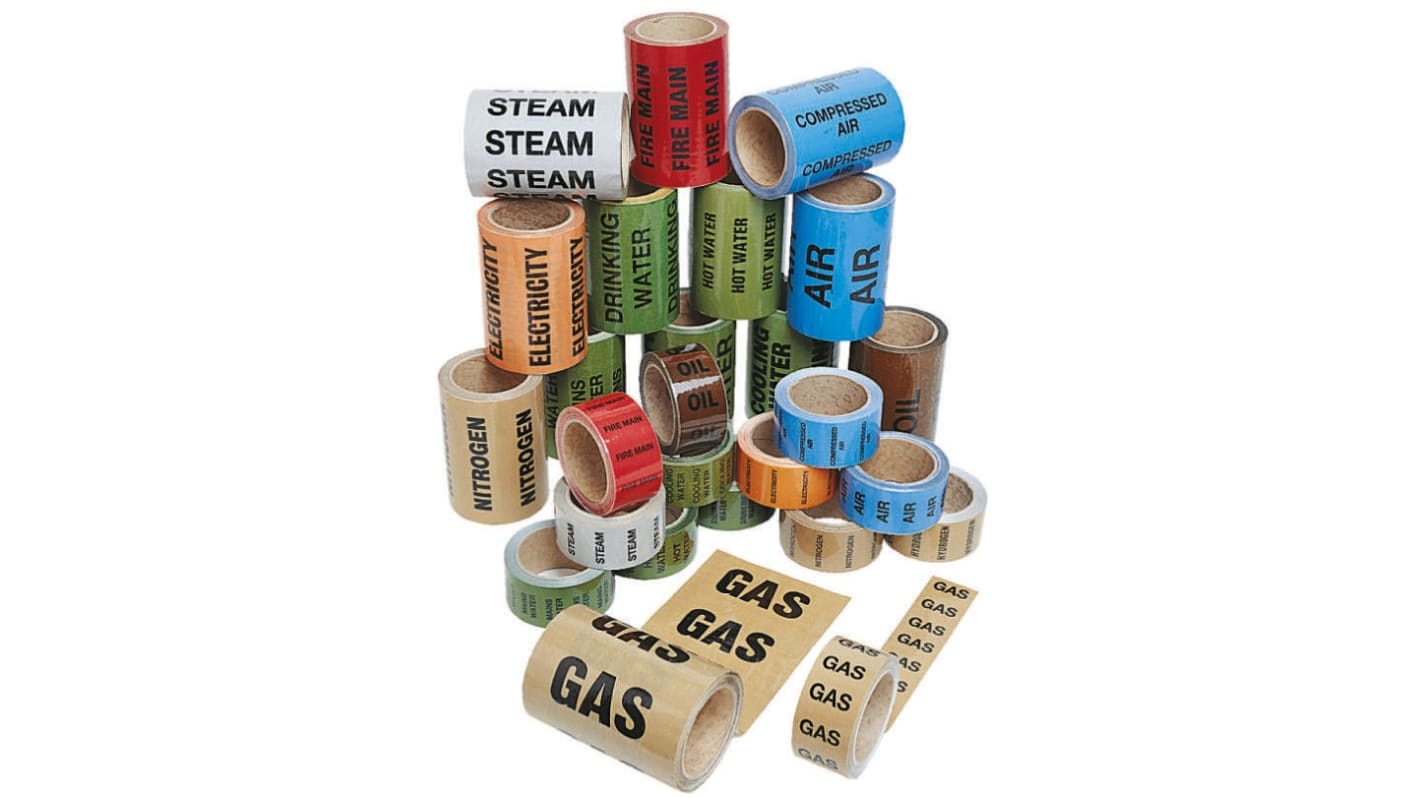 RS PRO Green PP, Vinyl Pipe Marking Tape, text Mains Water, Dim. W 150mm x L 33m