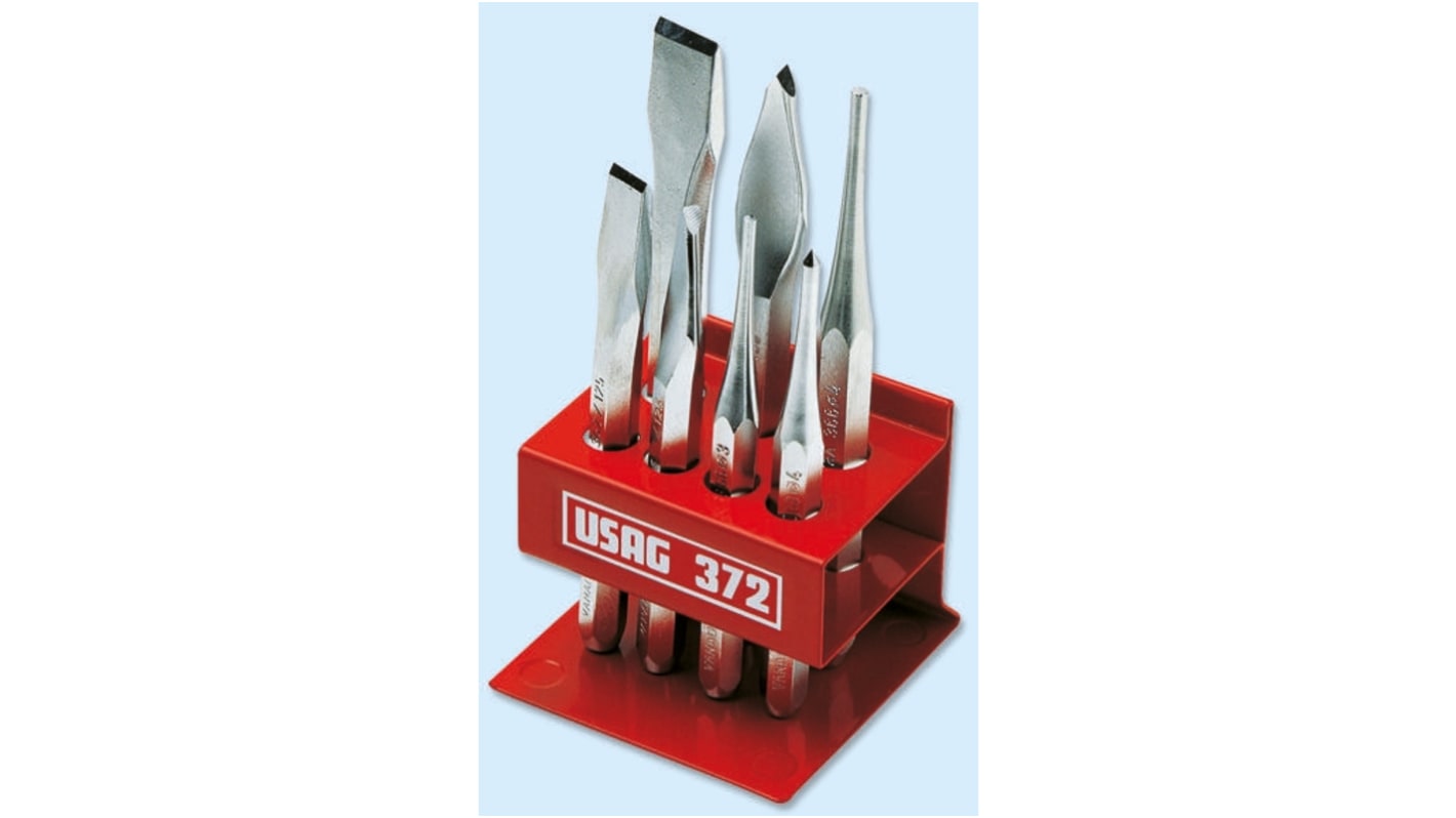Set punzoni Usag, L. Bulino: 125; punzone: 125; 150; ugnetto: 125; 150; scalpelli: 125; 150 mm, 7 pezzi