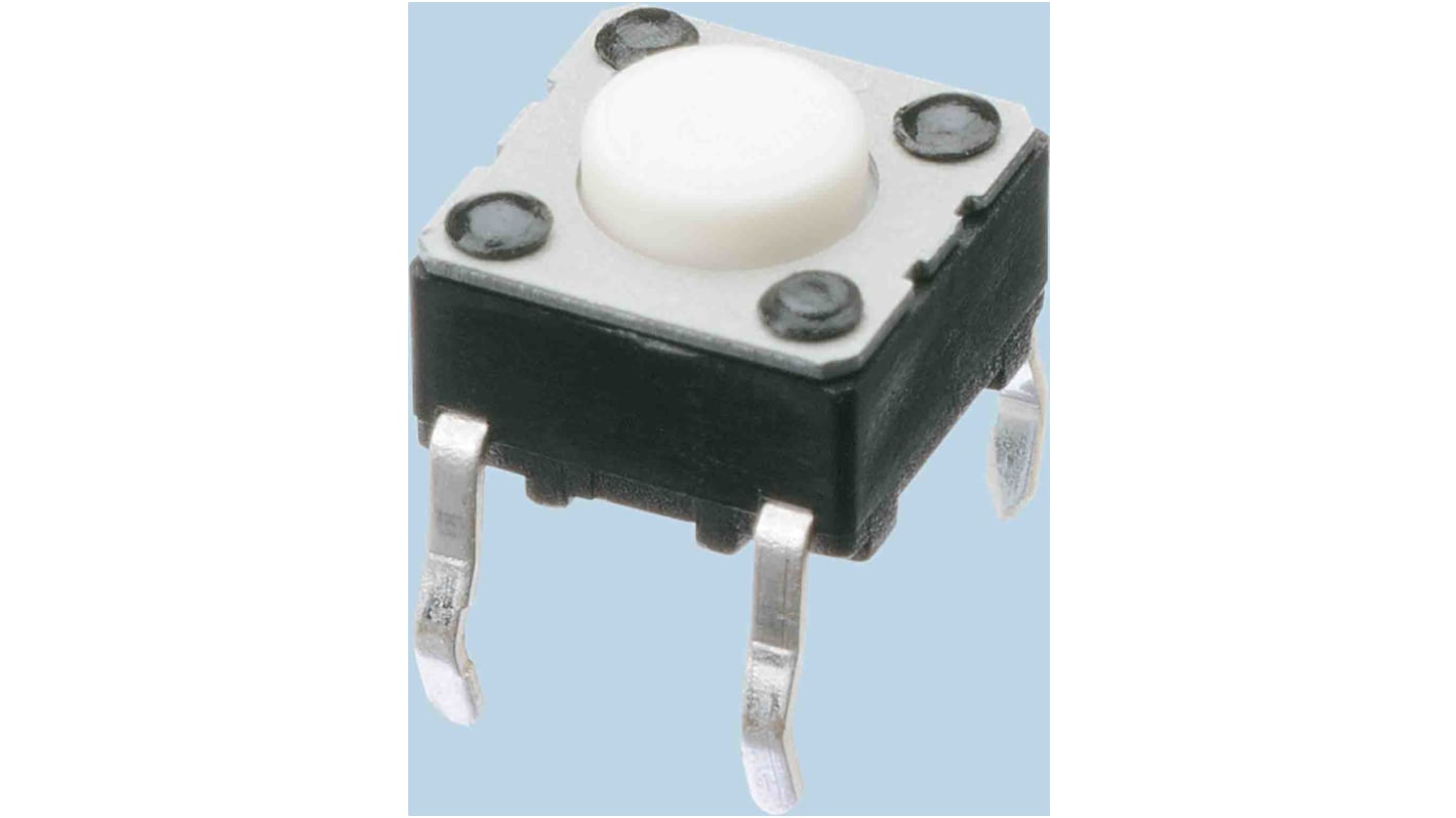 Panasonic White Tactile Switch, SPST 20 mA @ 15 V dc 4.3mm