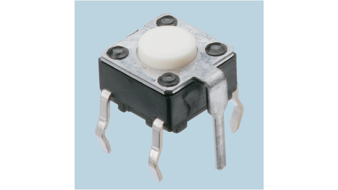 Panasonic White Tactile Switch, SPST 20 mA @ 15 V dc 4.3mm