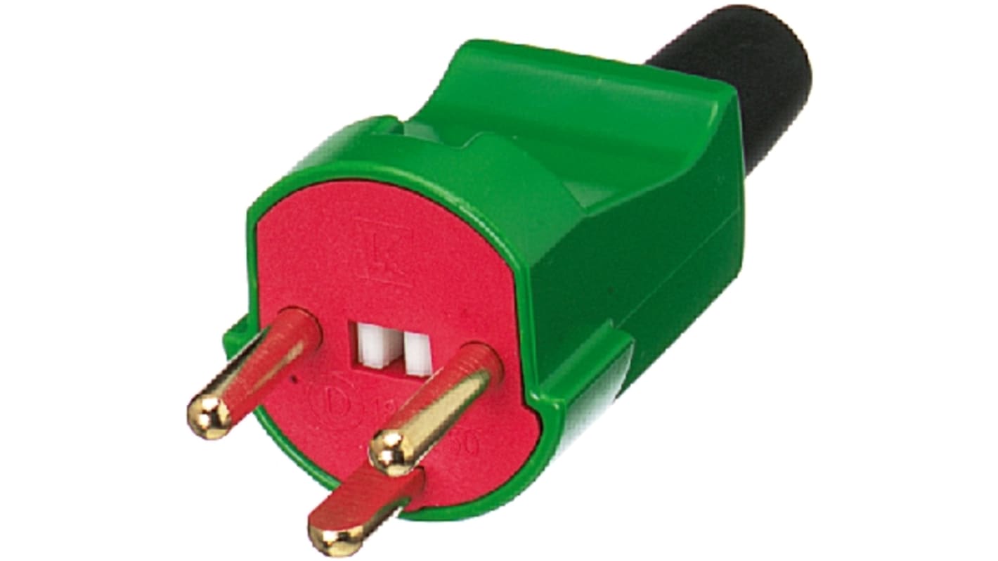 LK Denmark Mains Plug, 10A Green, Red, Cable Mount, 250 V
