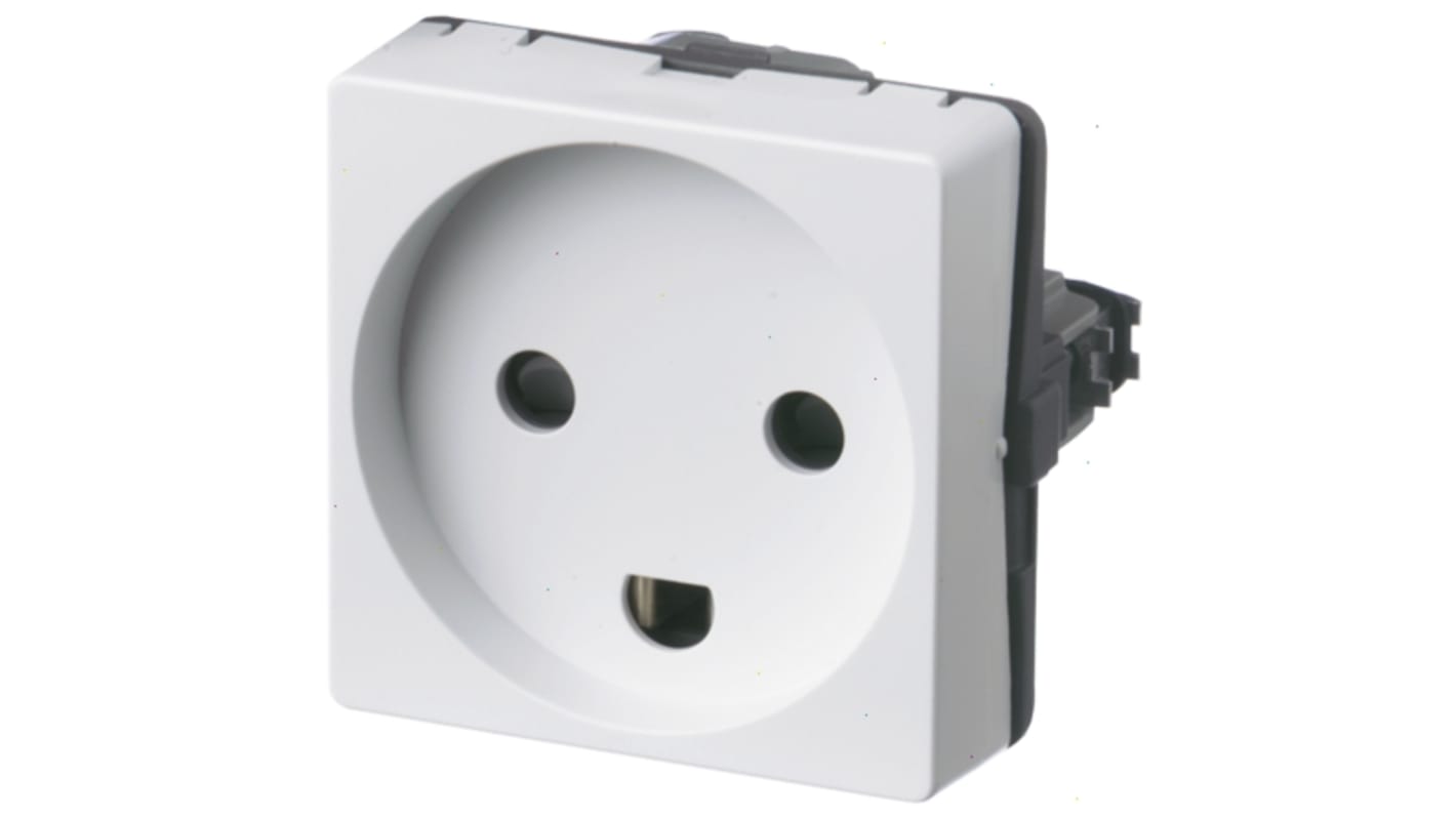 LK White 1 Gang Plug Socket, 10A, Type K - Danish, Indoor Use