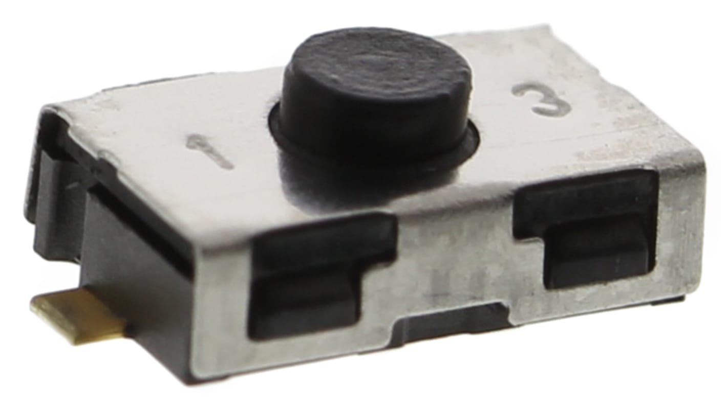 C & K IP50 Black Button Tactile Switch, SPST 10 mA @ 32 V dc 0.8mm Surface Mount