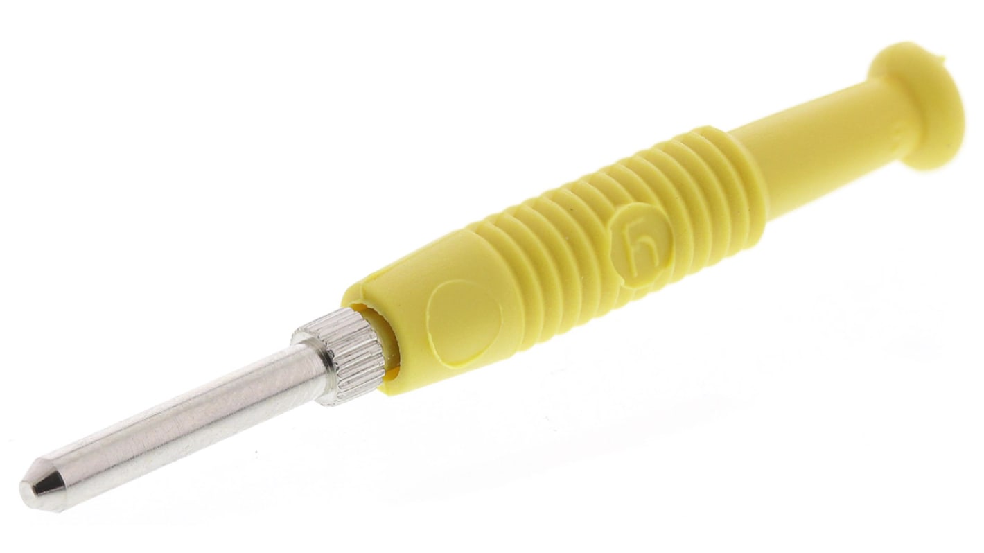 Hirschmann Test & Measurement Yellow Male Banana Plug, 2mm Connector, Solder Termination, 6A, 60V dc, Nickel Plating