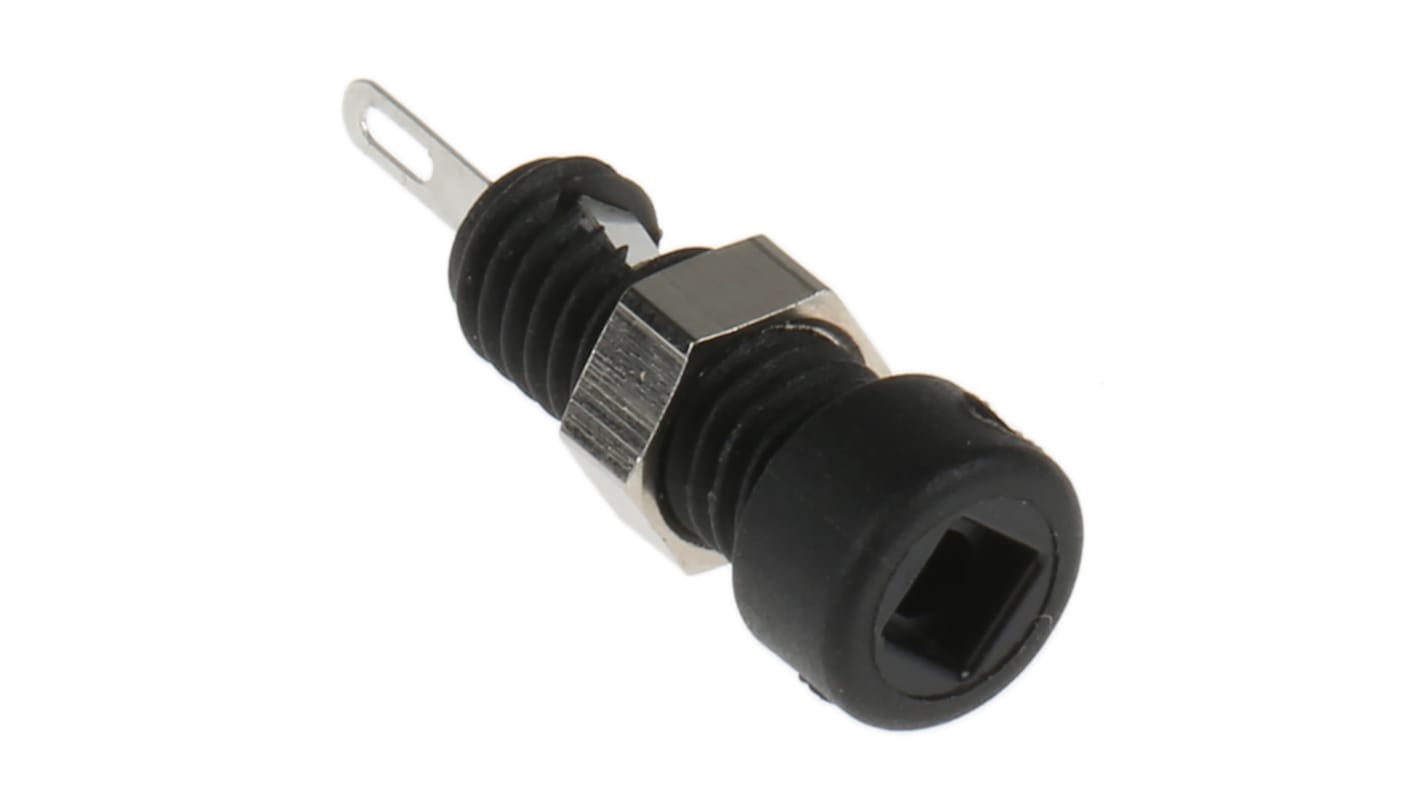 Hirschmann 2mm香蕉插座, 黑色, 60V 直流, 6A, 焊接式, 21mm长, 镀镍，锡