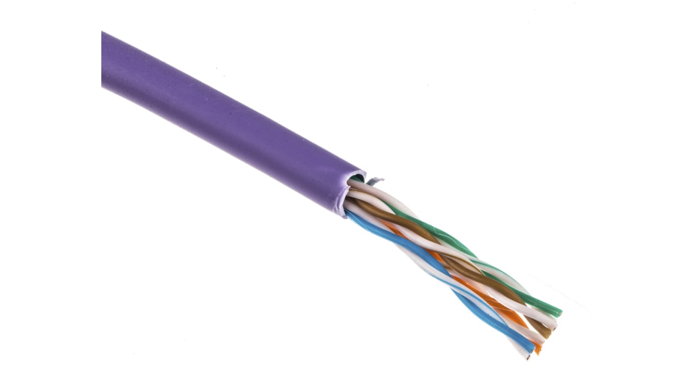 Molex Premise Networks Cat5e Ethernet Cable, U/UTP, Purple LSZH Sheath, 305m