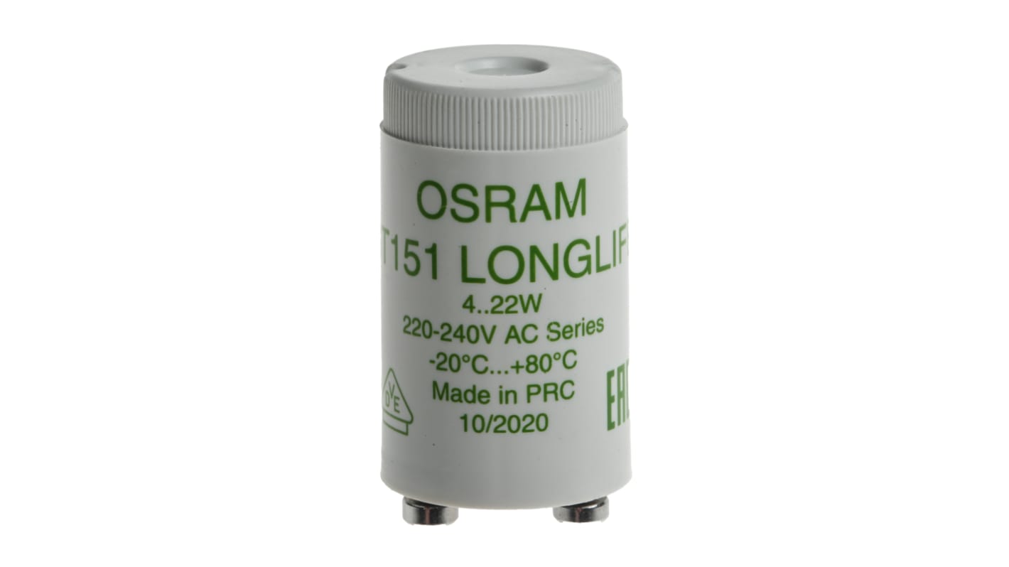 Osram 4050300854083, Glow Lighting Starter, 4 to 22 W, 230 V, 35 mm length , 21.5mm Diameter