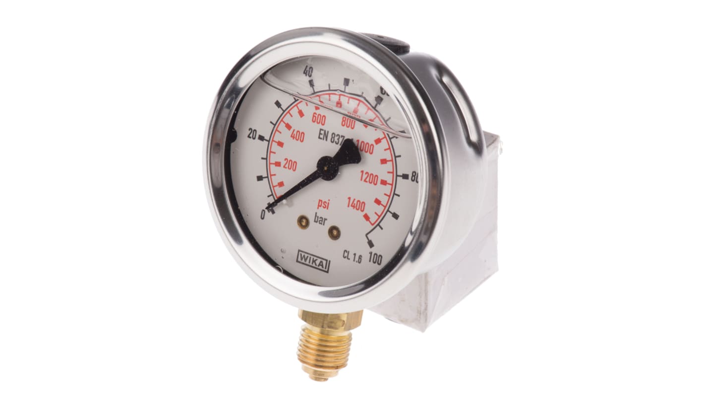 WIKA G 1/4 Analogue Pressure Gauge 100bar Bottom Entry 63mm Outside Diameter