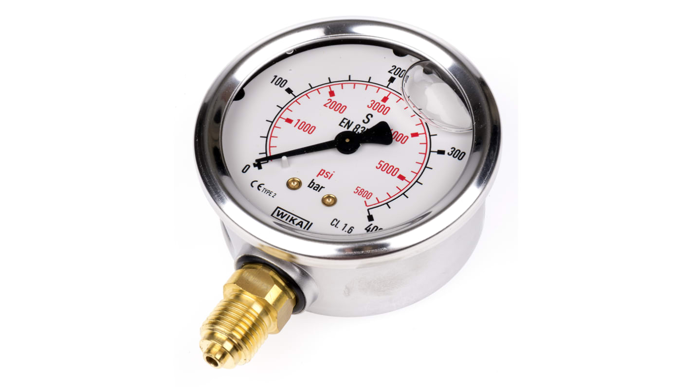 WIKA G 1/4 Analogue Pressure Gauge 400bar Bottom Entry 63mm Outside Diameter