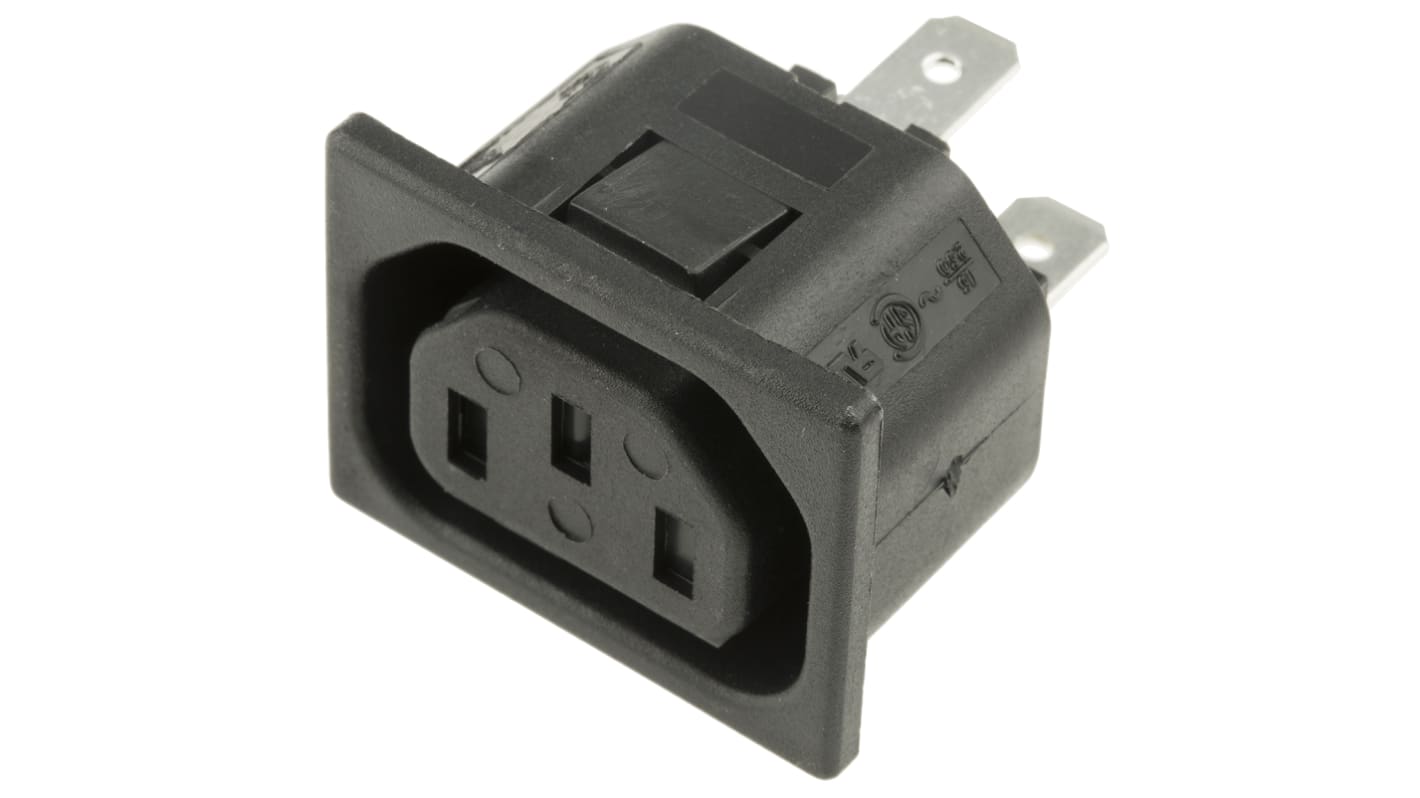 Conector IEC C13 hembra Bulgin, Encaje a Presión, 250 V, 10A