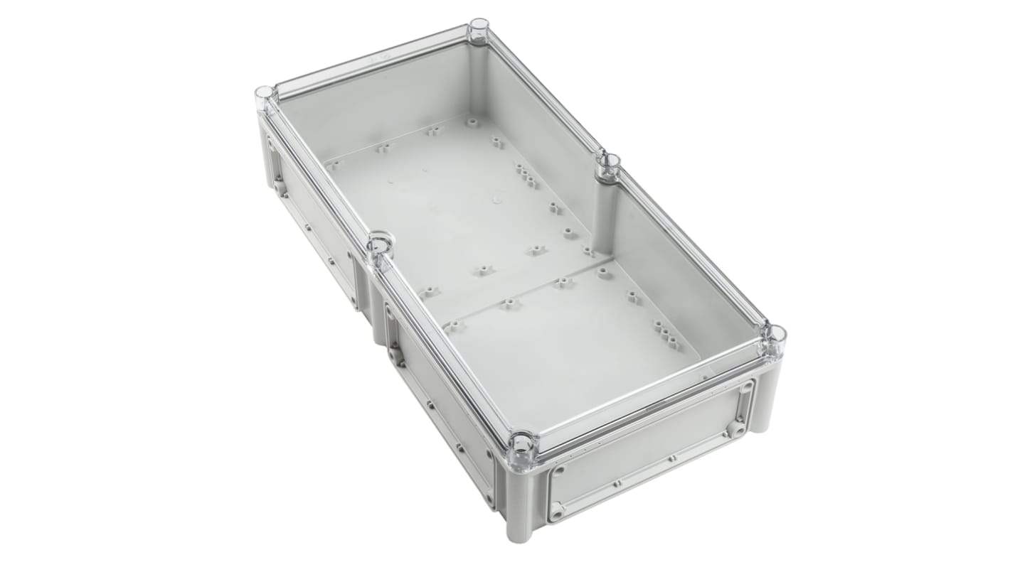 Fibox EK Series Grey Polycarbonate Enclosure, IP66, IP67, Flanged, Transparent Lid, 560 x 280 x 130mm