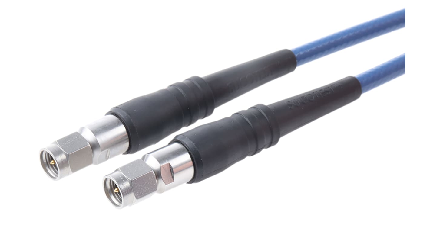 Cable coaxial Huber+Suhner, 50 Ω, con. A: SMA, con. B: SMA, long. 1.829m Azul