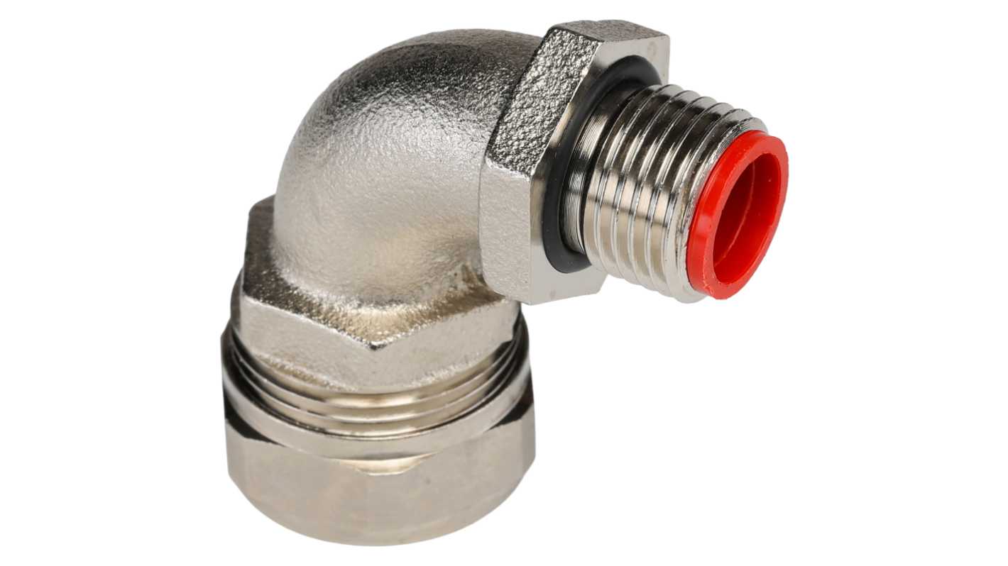 Adaptaflex Straight, Conduit Fitting, 16mm Nominal Size, M16, Nickel Plated Brass, Silver