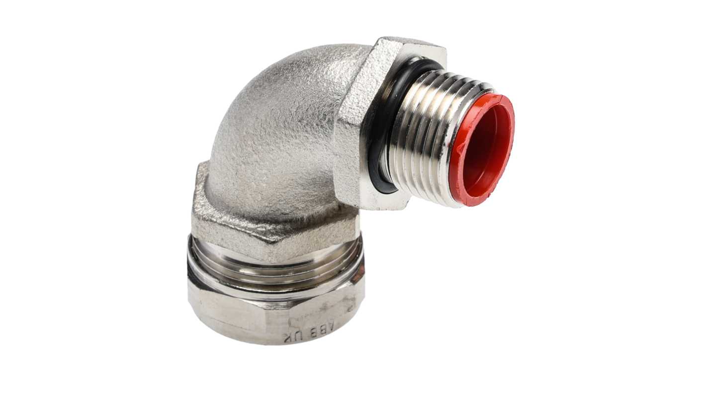 Racor para conducto Adaptaflex, Recto de Latón Chapado en Níquel Plateado, tamaño nom. 20mm, rosca M20