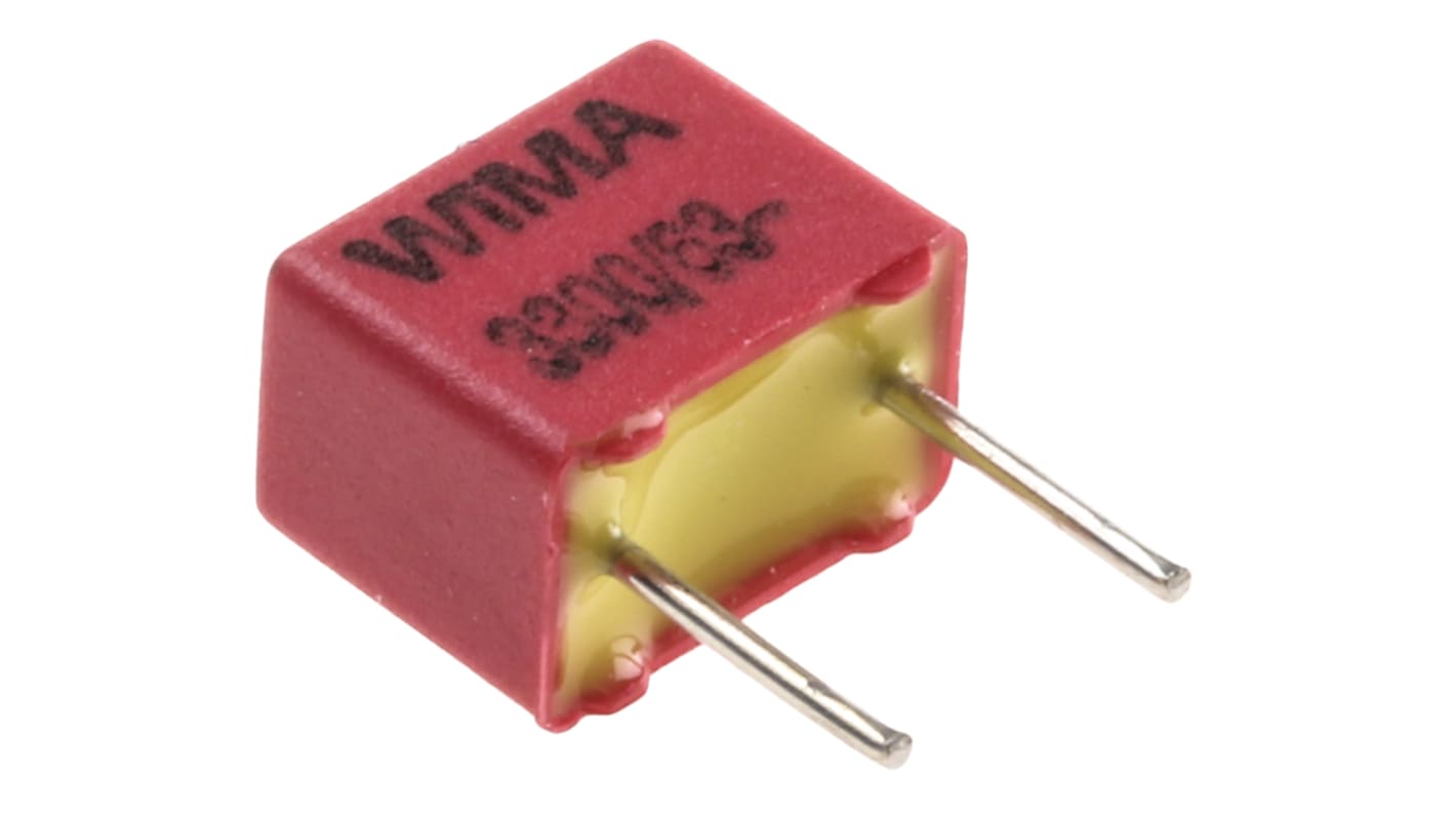 WIMA FKP2 Polypropylene Film Capacitor, 40 V ac, 63 V dc, ±5%, 3.3nF, Through Hole