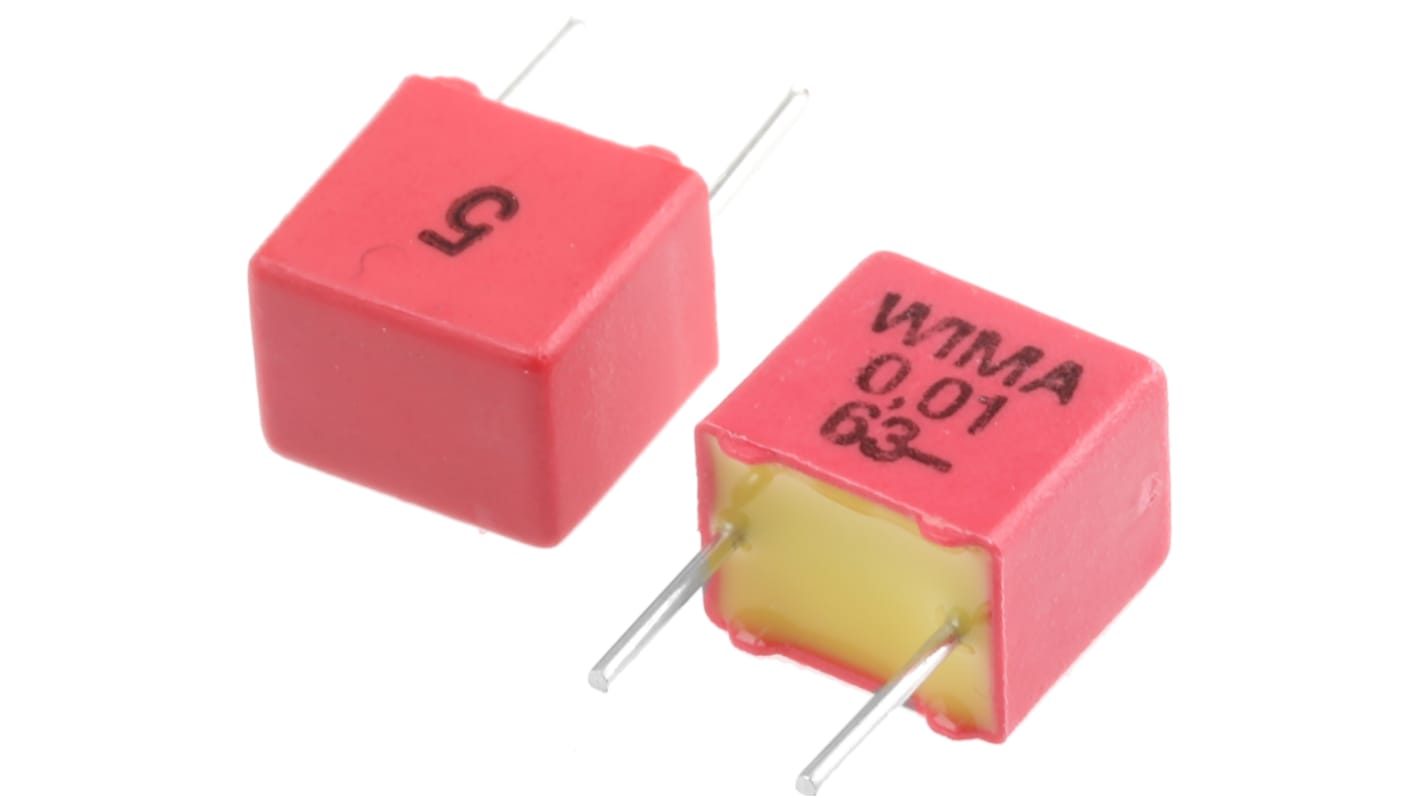 WIMA FKP2 Folienkondensator 10nF ±5% / 40 V ac, 63 V dc, THT Raster 5mm