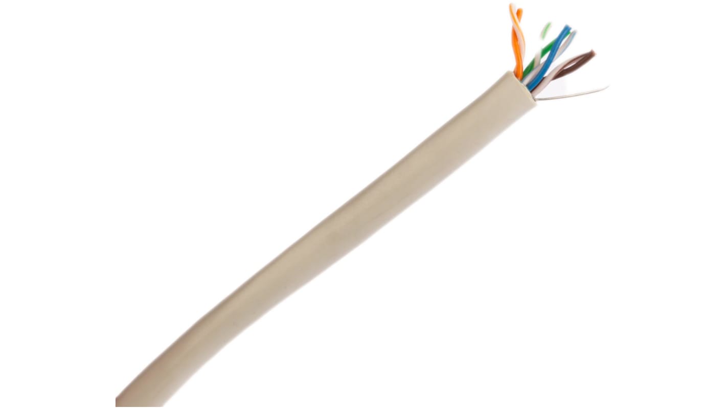 Cable Ethernet Cat5e F/UTP CAE Multimedia Connect de color Gris, long. 100m, funda de PVC, IEC 60332-1