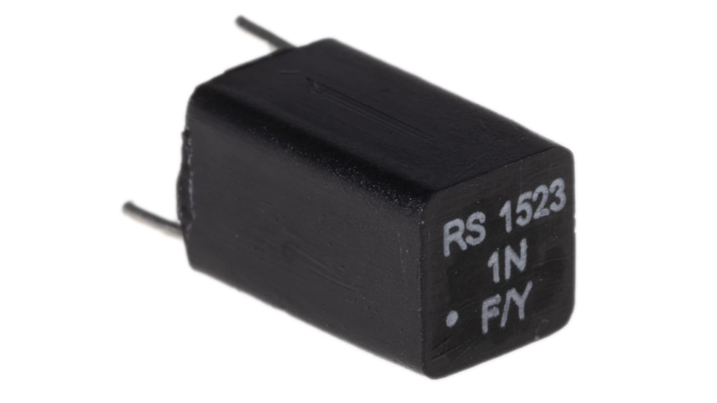Condensador de película RS PRO, 1nF, ±1%, 63V dc, Montaje en orificio pasante