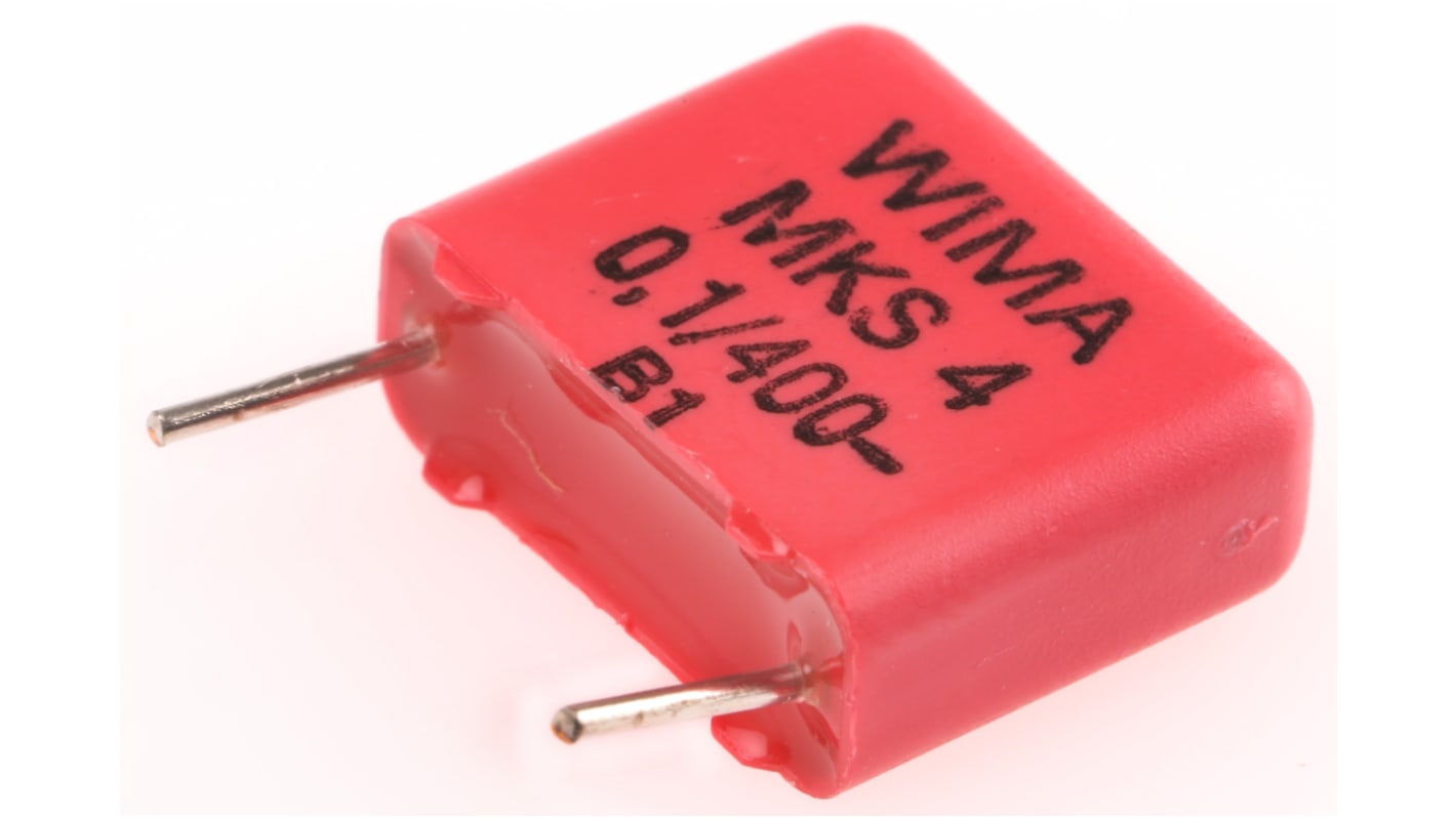 WIMA MKS4 Folienkondensator 100nF ±10% / 200 V ac, 400 V dc, THT Raster 10mm