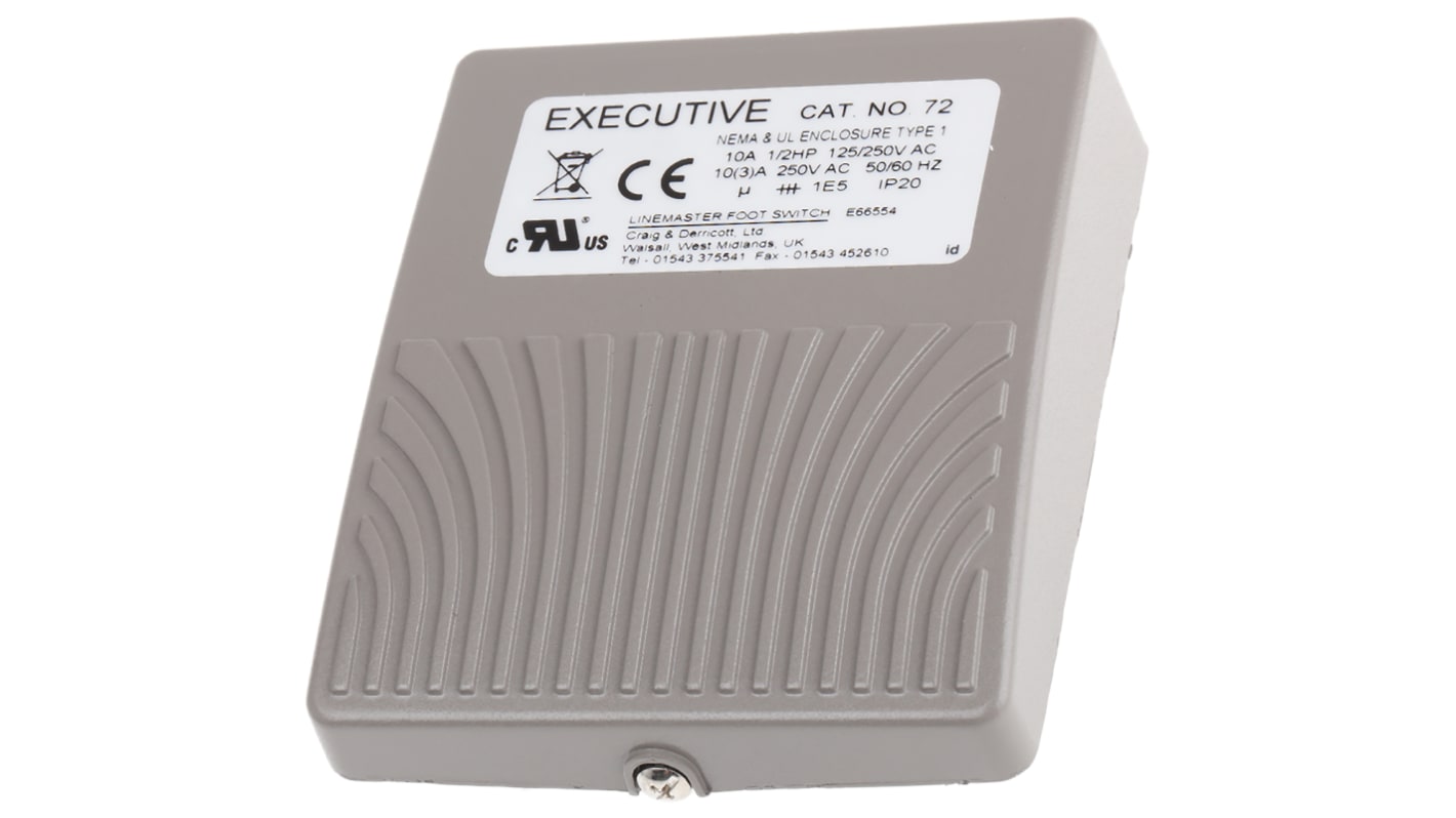 RS PRO Light Duty Momentary Foot Switch - Zinc Case Material, SP-CO, 10 A @ 250 V ac Contact Current, 250V Contact